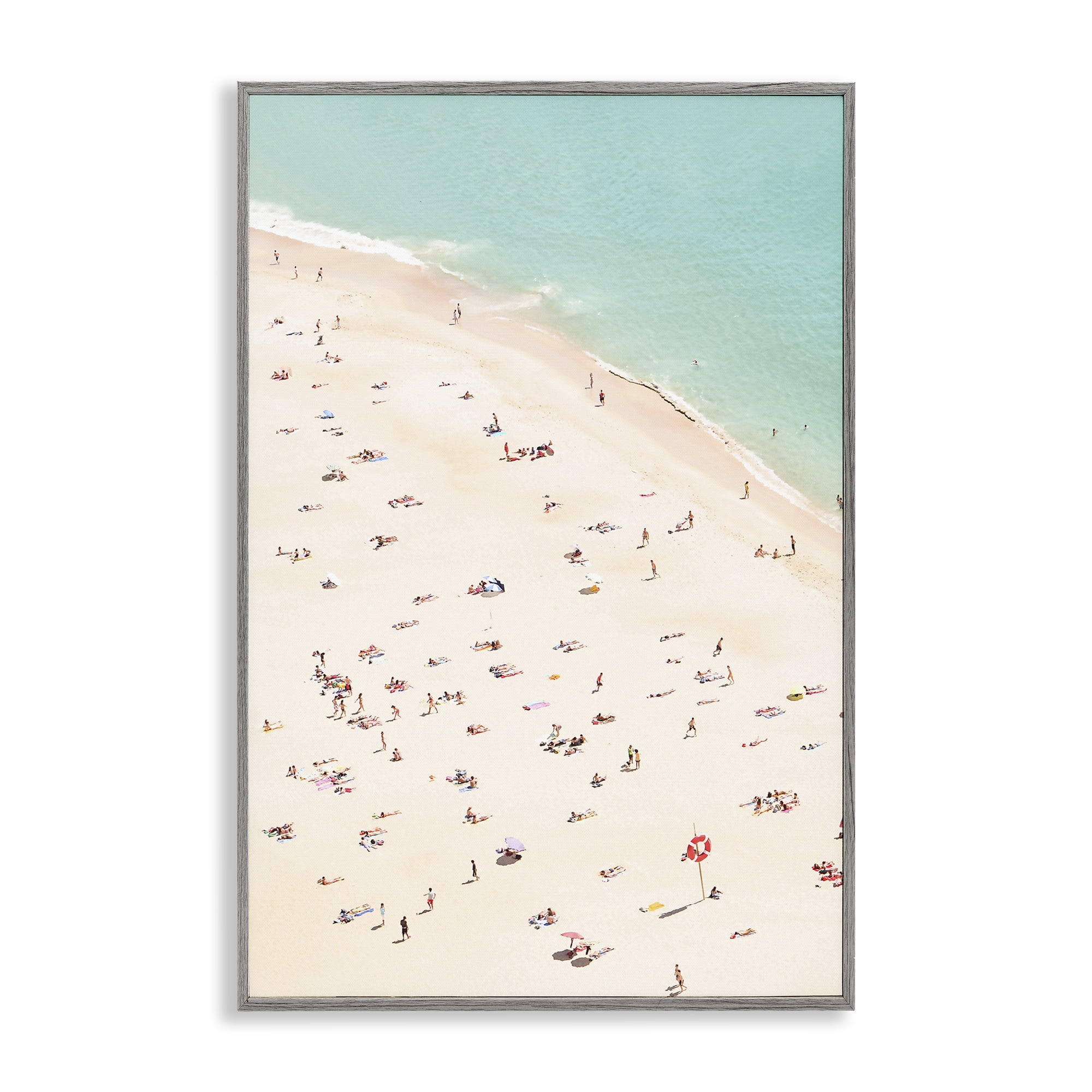 Stupell Industries Summer Beachgoer Crowd Nautical & Beach Photography Gray Framed Art Print Wall Art, 16 x 24