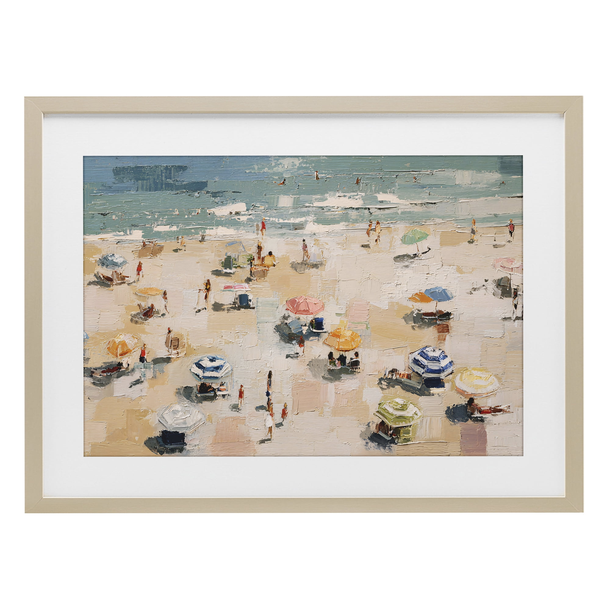 Stupell Industries Summer Beachgoers Expression Birch Framed Print Under Glass, design by Jacky Ngan