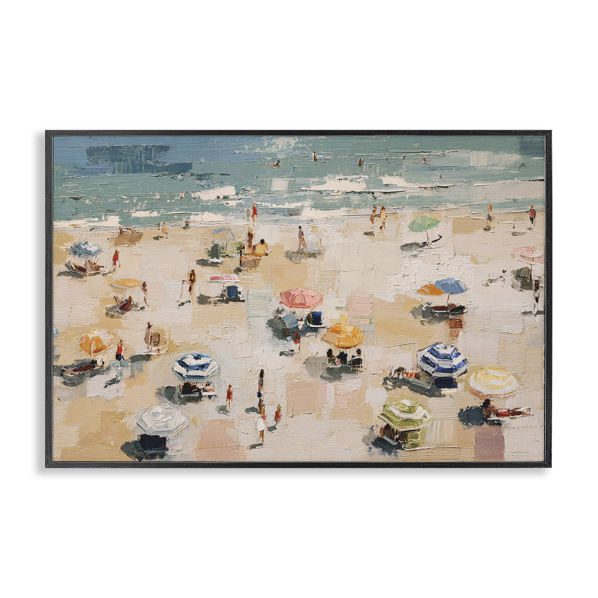 Stupell Industries Summer Beachgoers Expression Black Framed Giclee Art, design by Jacky Ngan