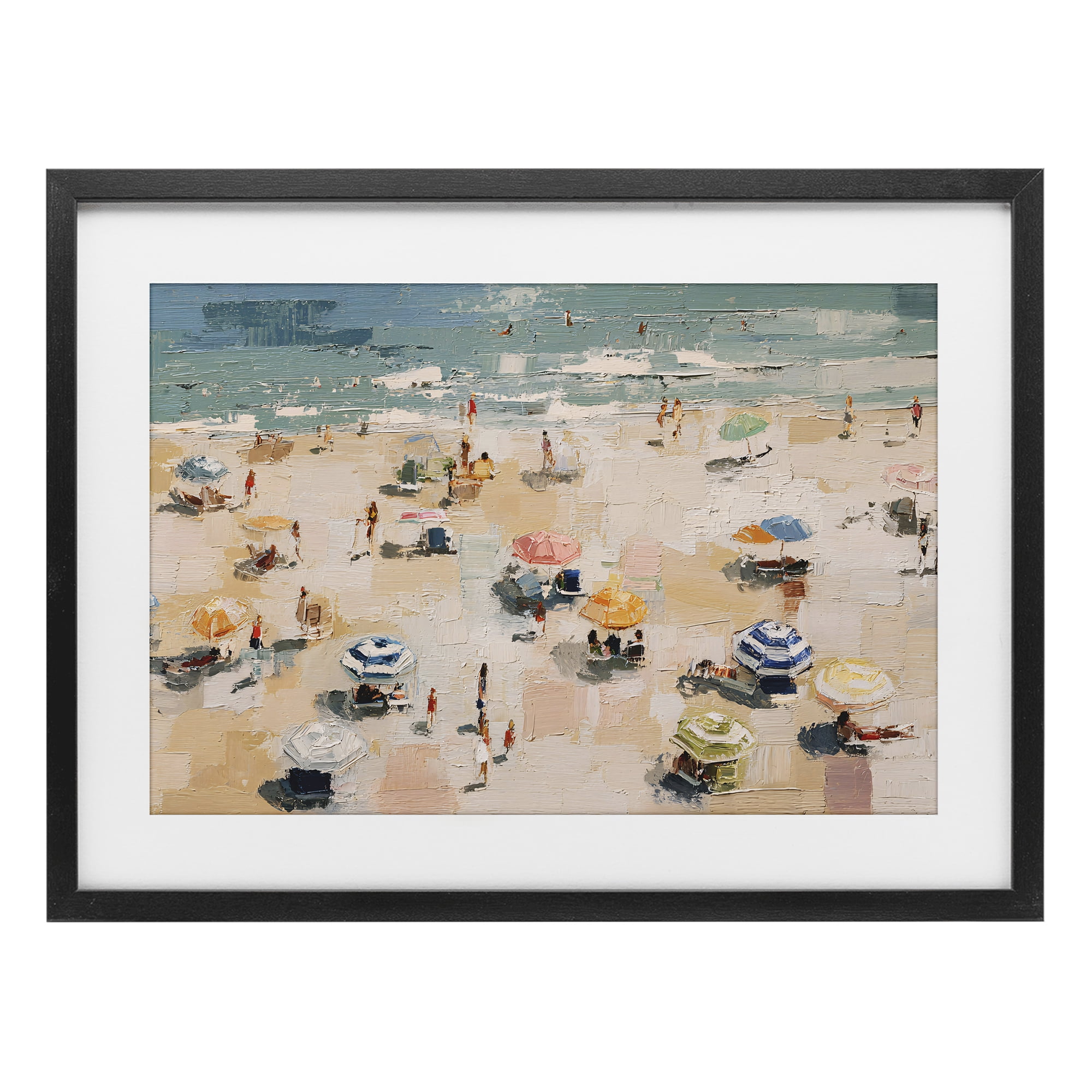 Stupell Industries Summer Beachgoers Expression Black Framed Print Under Glass, design by Jacky Ngan