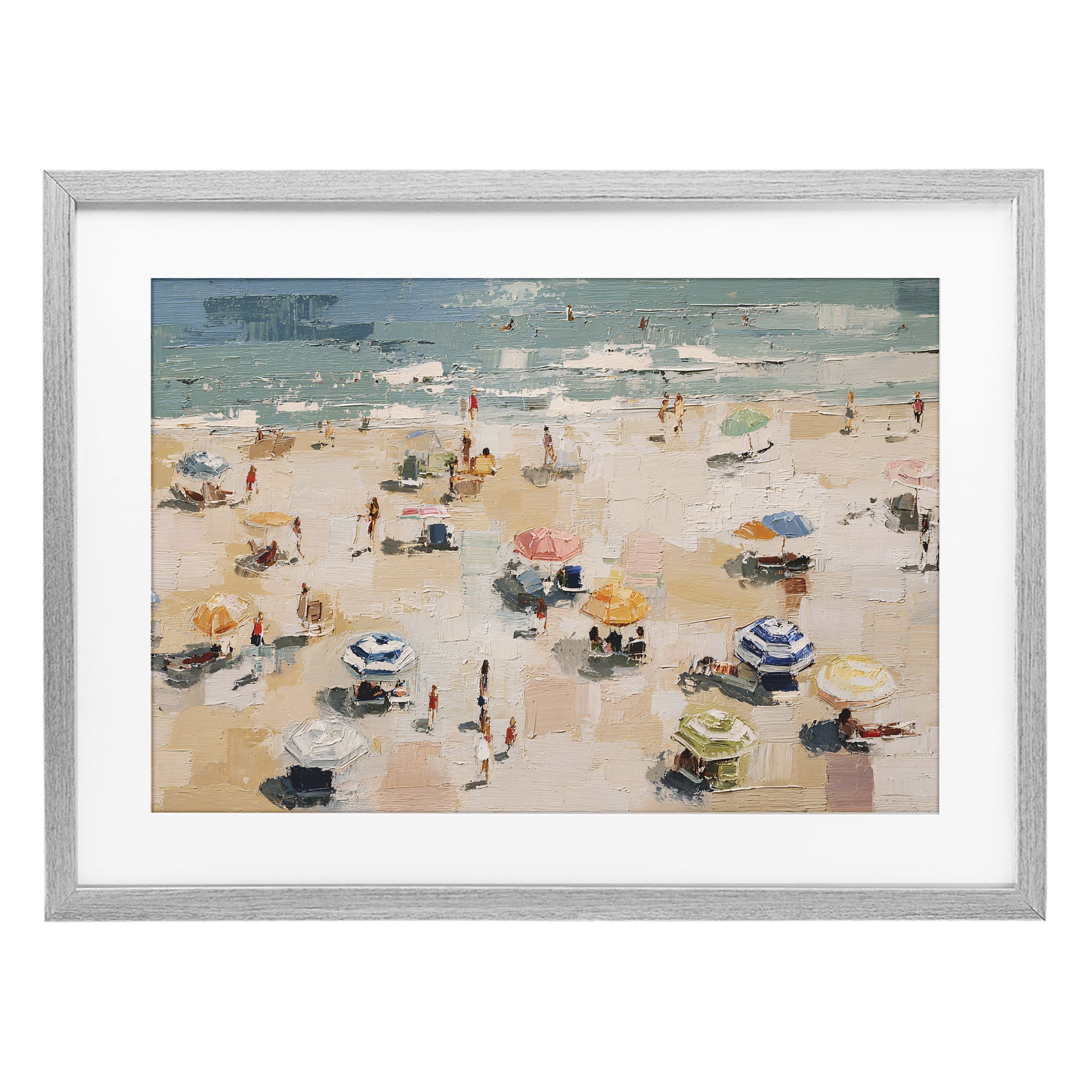 Stupell Industries Summer Beachgoers Expression Gray Framed Print Under Glass, design by Jacky Ngan