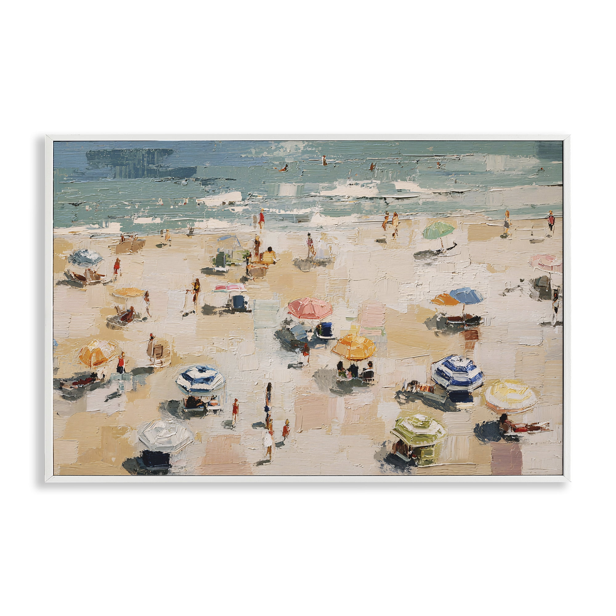 Stupell Industries Summer Beachgoers Expression White Framed Giclee Art, design by Jacky Ngan