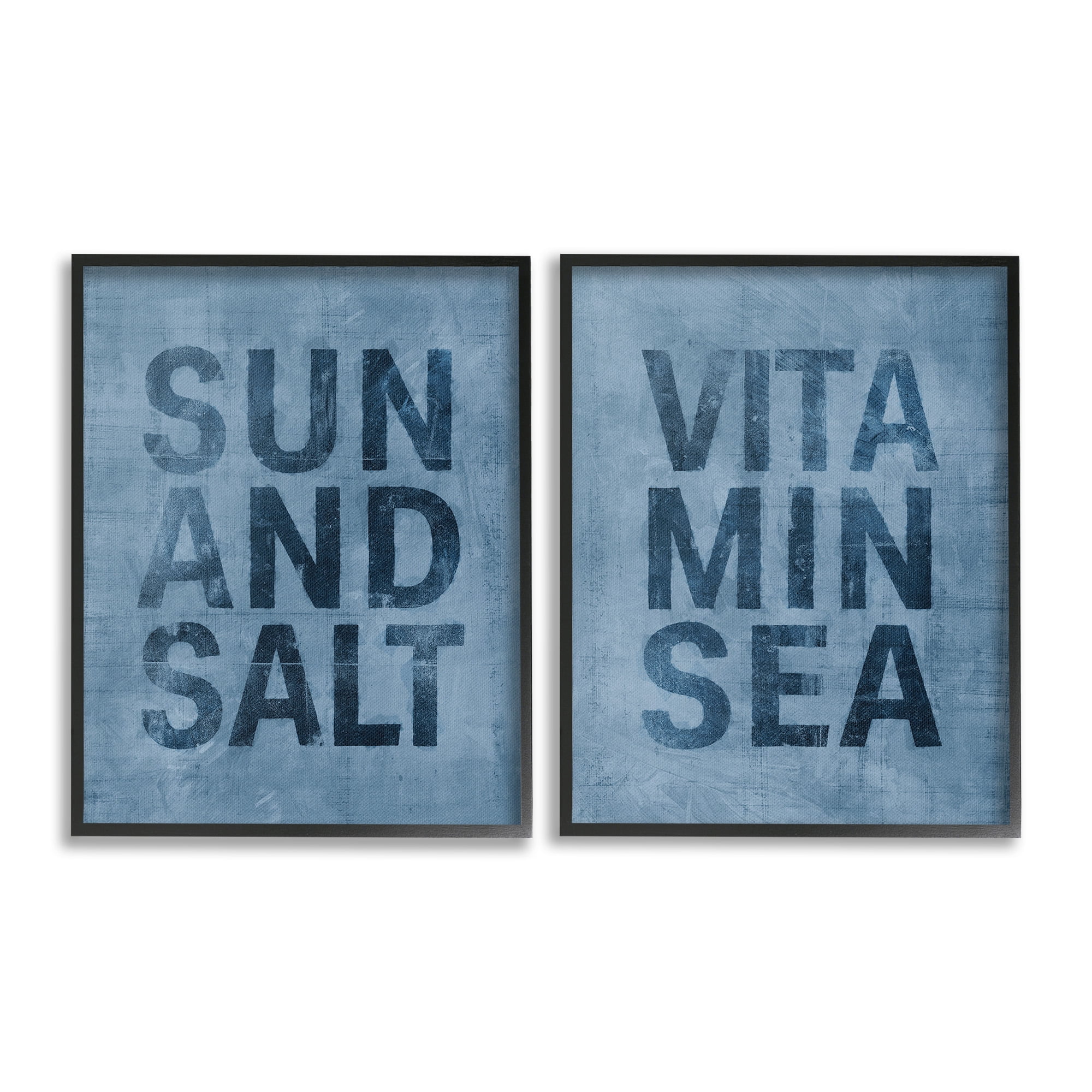 Stupell Industries Summer Beachy Phrases Nature Painting Black Framed Art Print Wall Art, 16 x 20, Set of 2