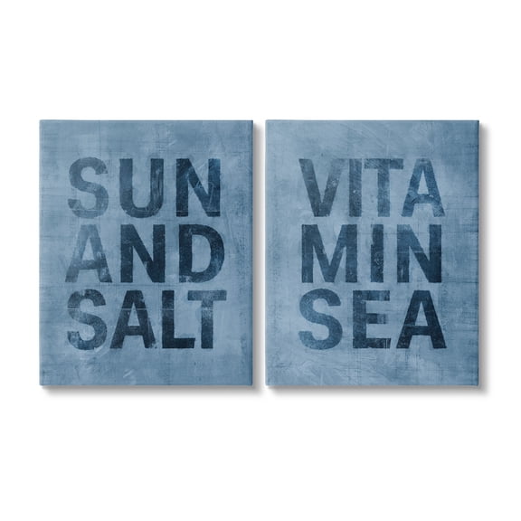 Stupell Industries Summer Beachy Phrases Nature Painting Gallery Wrapped Canvas Art Print Wall Art, 16 x 20, Set of 2