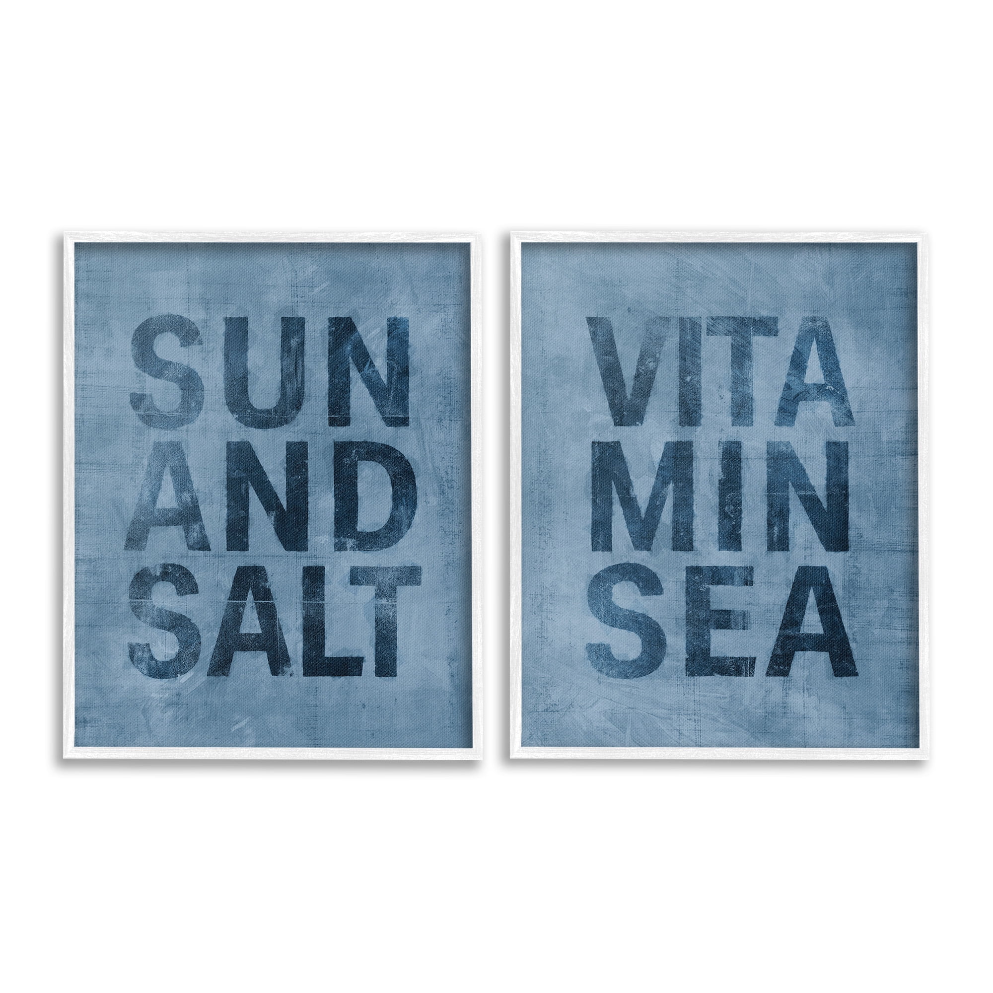 Stupell Industries Summer Beachy Phrases Nature Painting White Framed Art Print Wall Art, 24 x 30, Set of 2