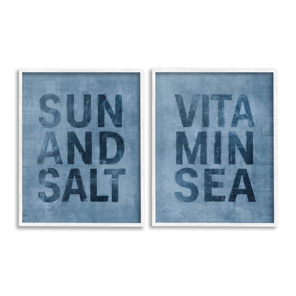 Stupell Industries Summer Beachy Phrases Nature Painting White Framed Art Print Wall Art, 24 x 30, Set of 2