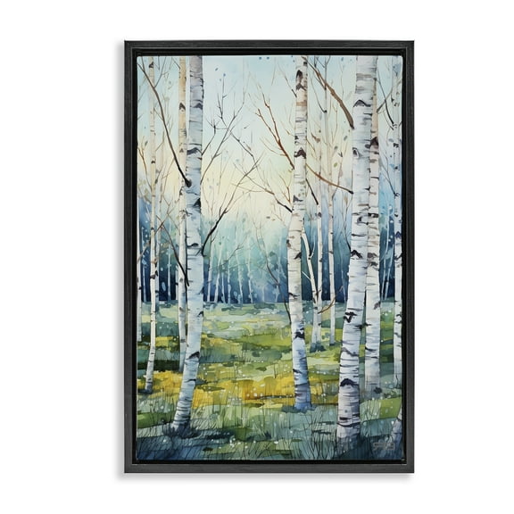 Stupell Industries Summer Birch Forest Landscape Painting Black Floater Framed Art Print Wall Art, 17 x 25