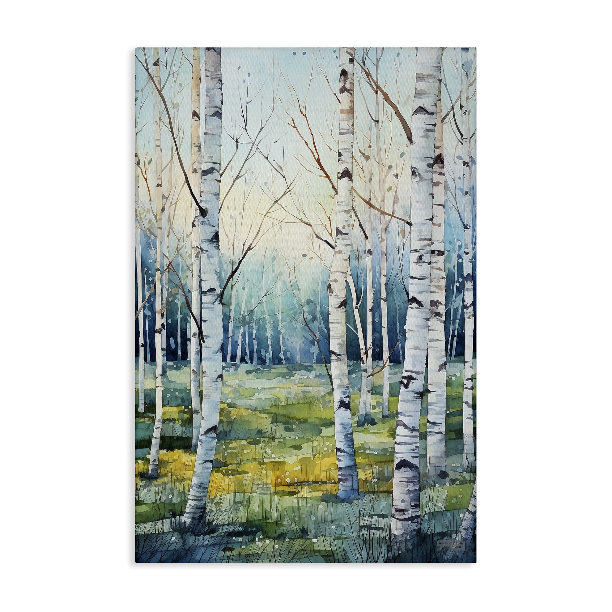 Stupell Industries Summer Birch Forest Landscape Painting Gallery Wrapped Canvas Art Print Wall Art, 24 x 36