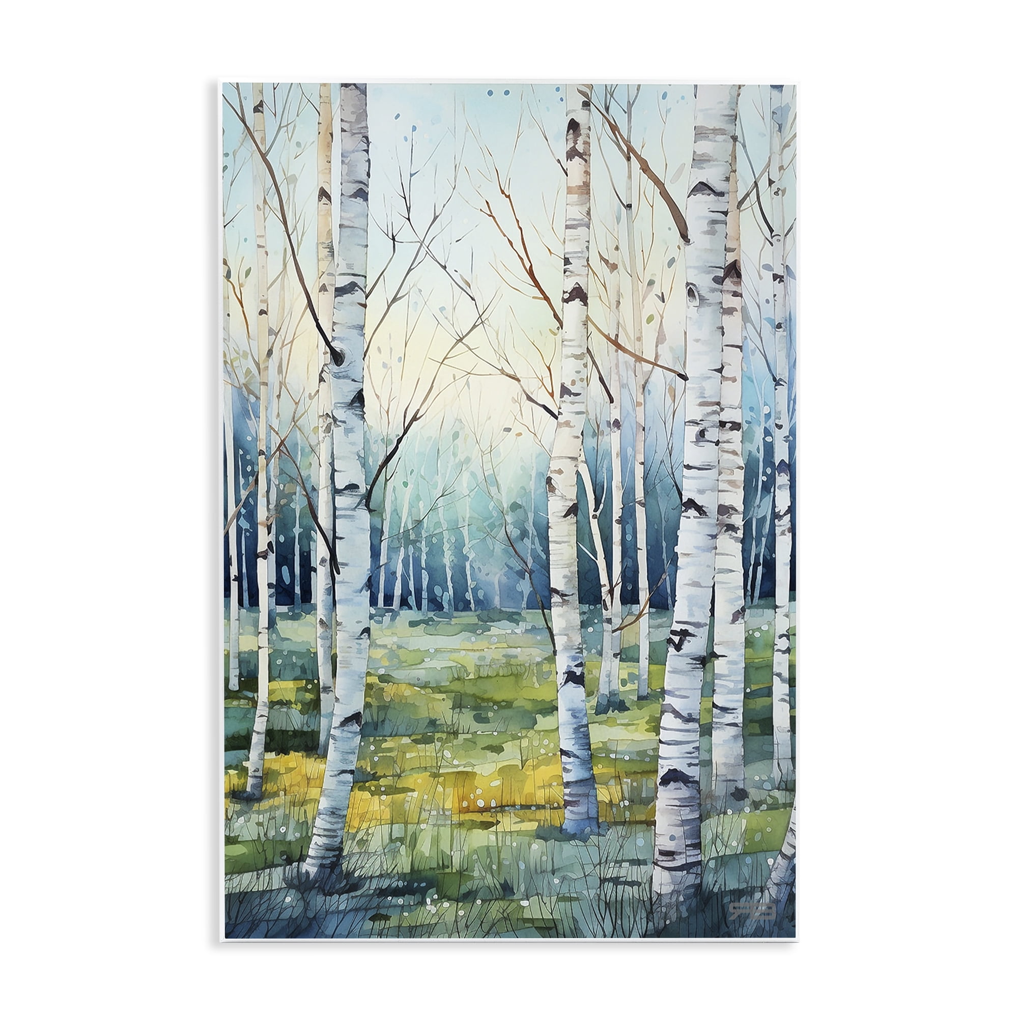 Stupell Industries Summer Birch Forest Landscape Painting Unframed Art Print Wall Art, 13 x 19