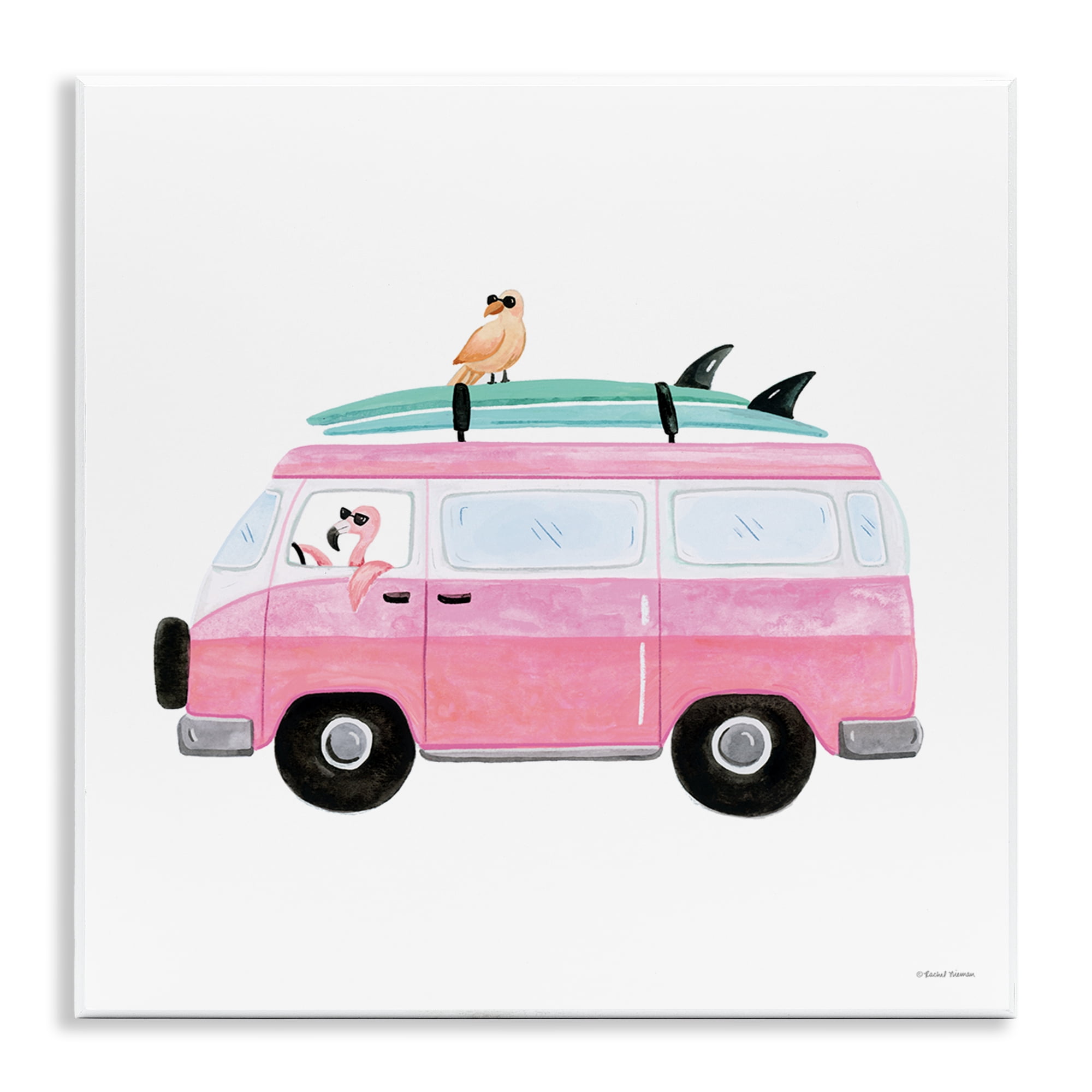 Stupell Industries Summer Birds & Van Transportation Painting Unframed Art Print Wall Art, 12 x 12