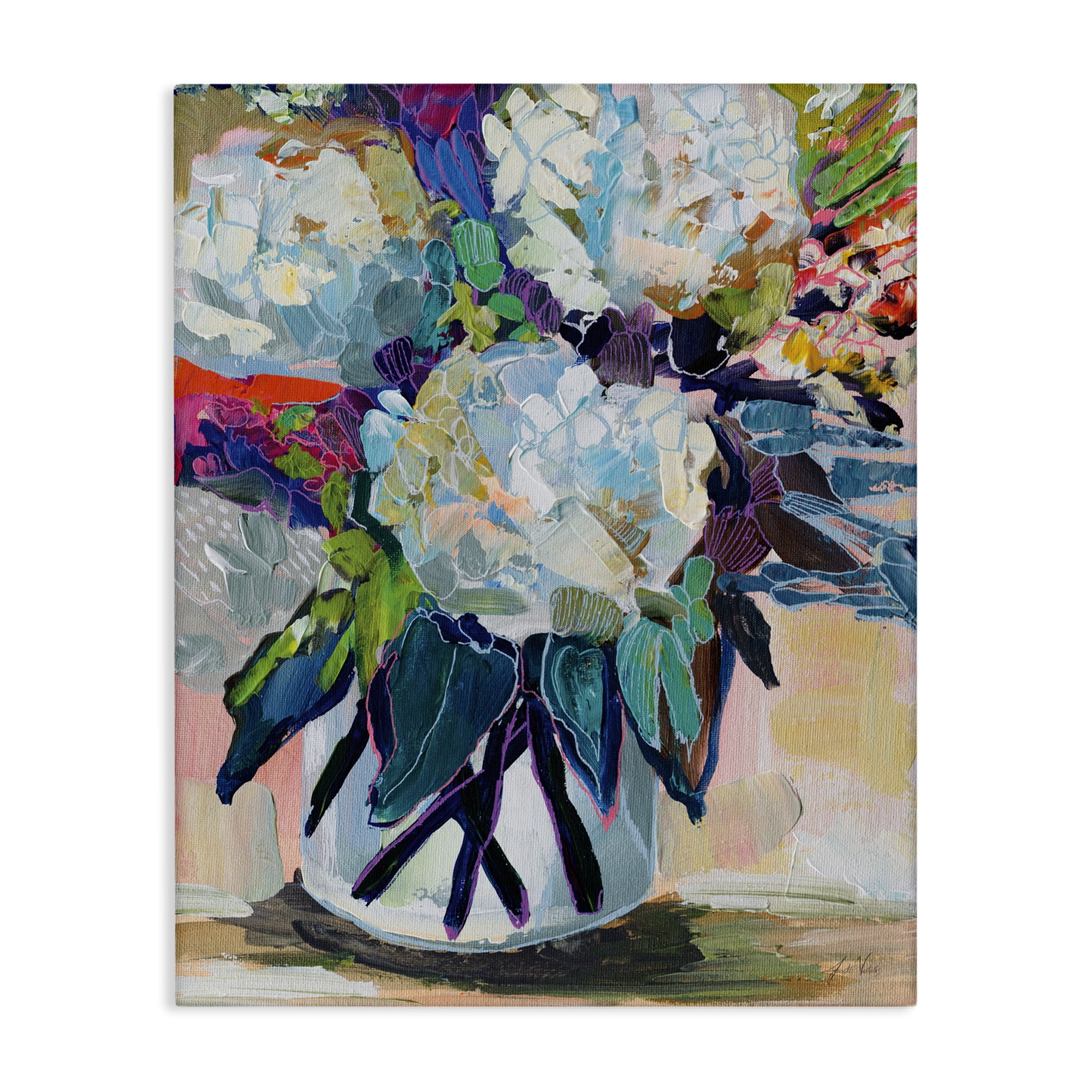 Stupell Industries Summer Blooming Bouquet Plants & Flowers Painting Wrapped Canvas Art Print Wall Art, 16 x 20