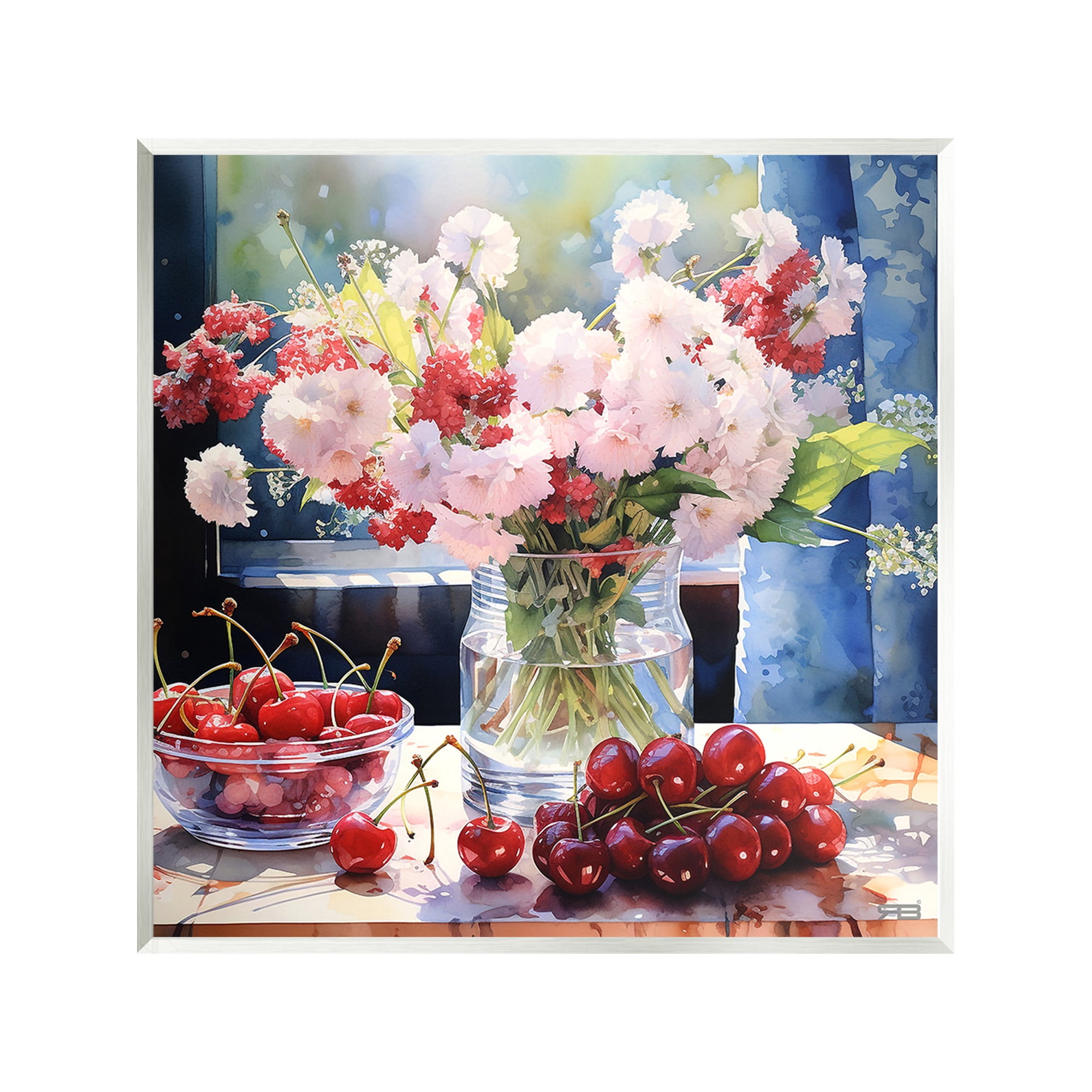 Stupell Industries Summer Blossoms & Cherries Botanical & Floral Painting Unframed Art Print Wall Art, 12 x 12