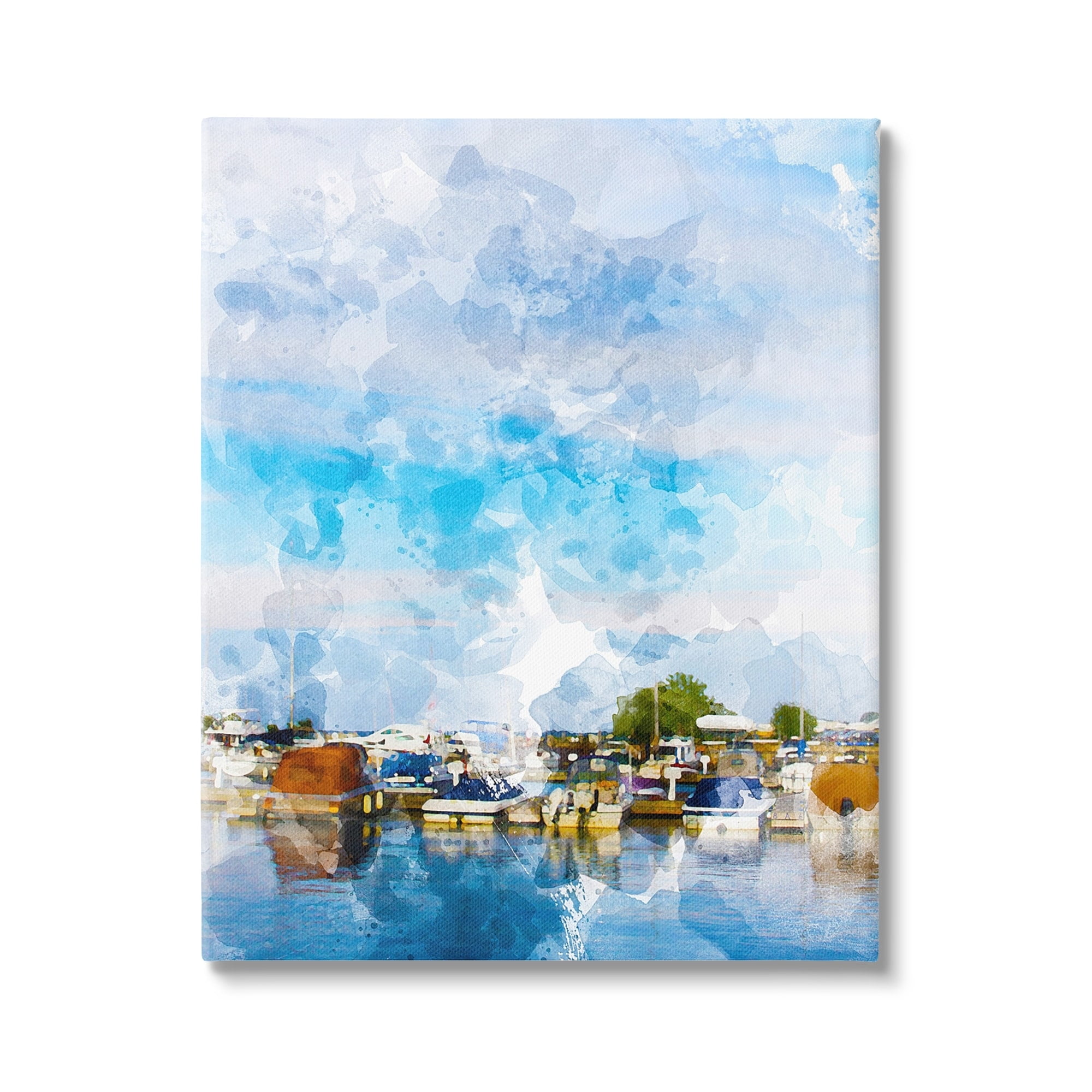 Stupell Industries Summer Boats Docked Port Harbor Cloudy Blue Sky Canvas Wall Art, 24 x 30, Design by Chamira Young