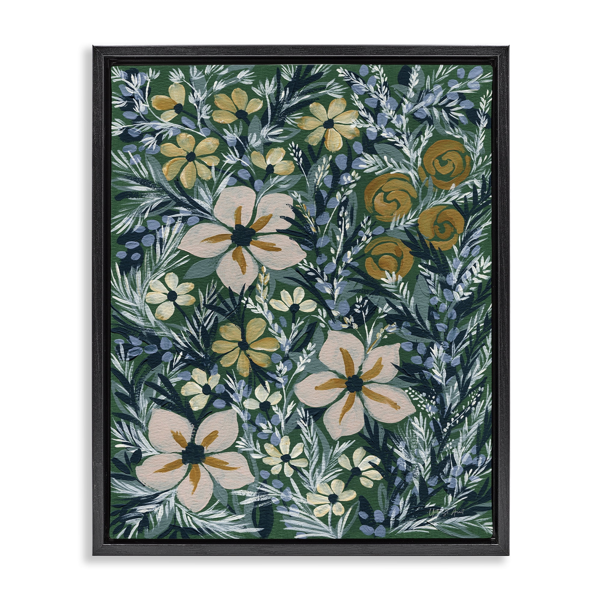 Stupell Industries Summer Boho Florals Botanical & Floral Painting Black Floater Framed Art Print Wall Art, 25 x 31