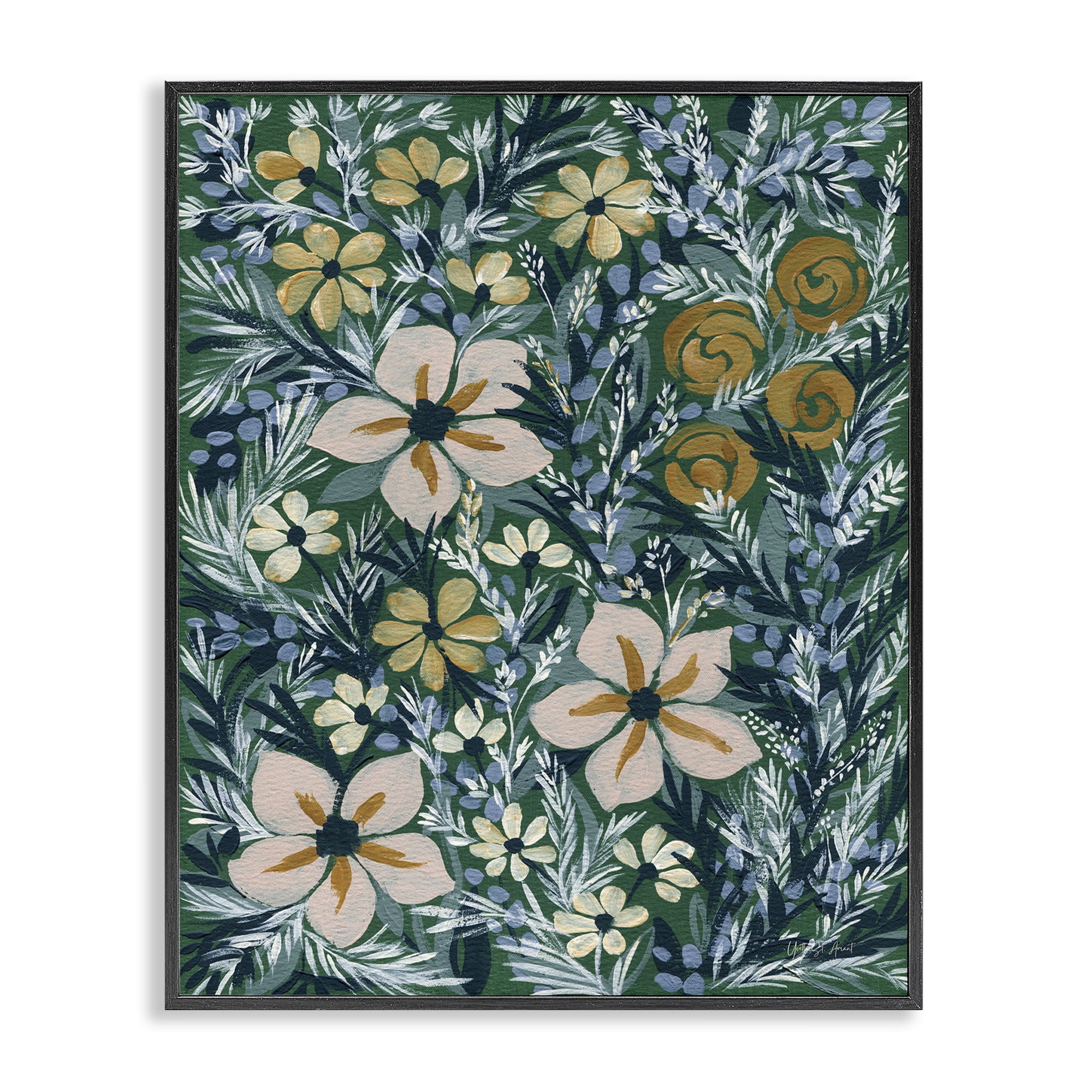 Stupell Industries Summer Boho Florals Botanical & Floral Painting Black Framed Art Print Wall Art, 24 x 30