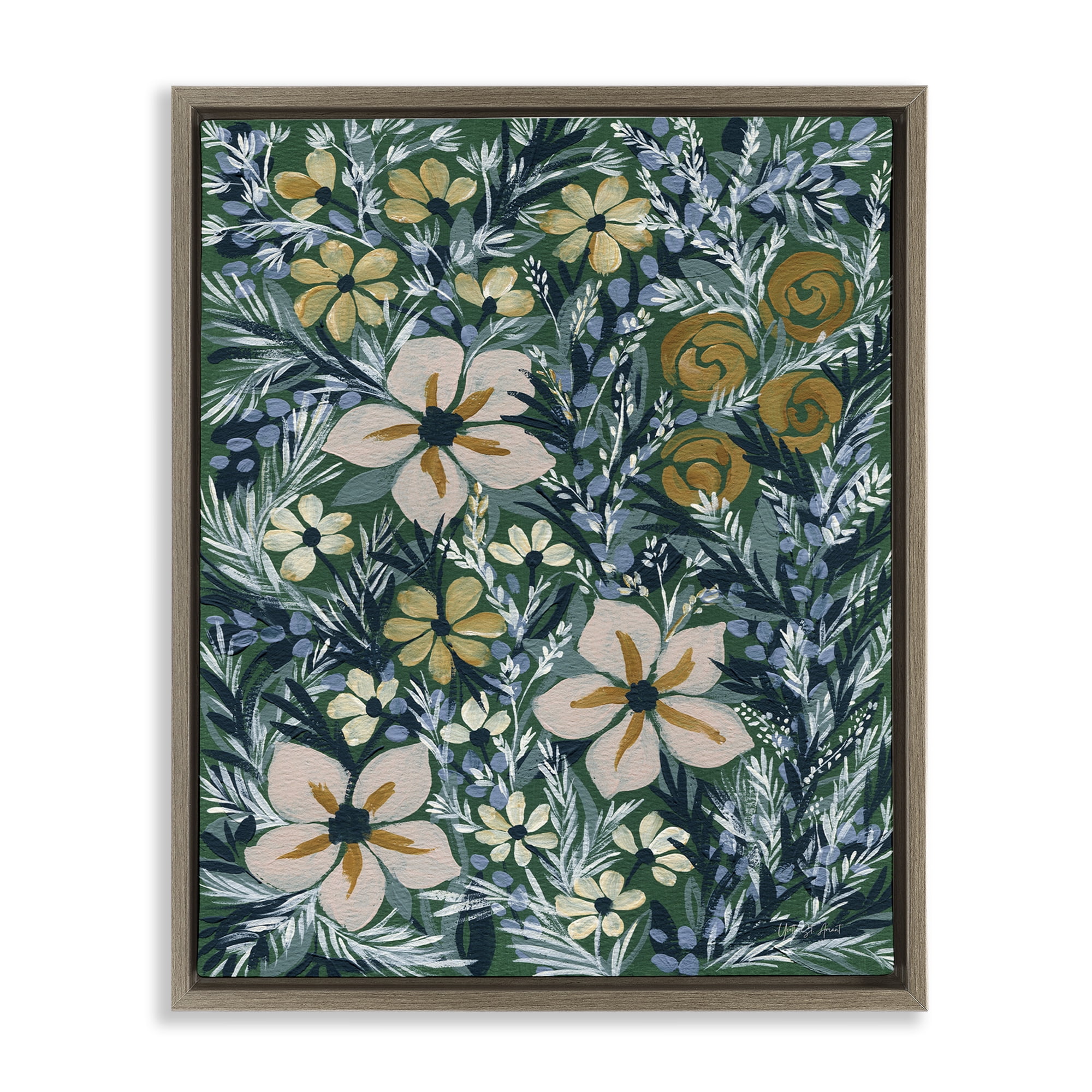 Stupell Industries Summer Boho Florals Botanical & Floral Painting Brown Floater Framed Art Print Wall Art, 25 x 31