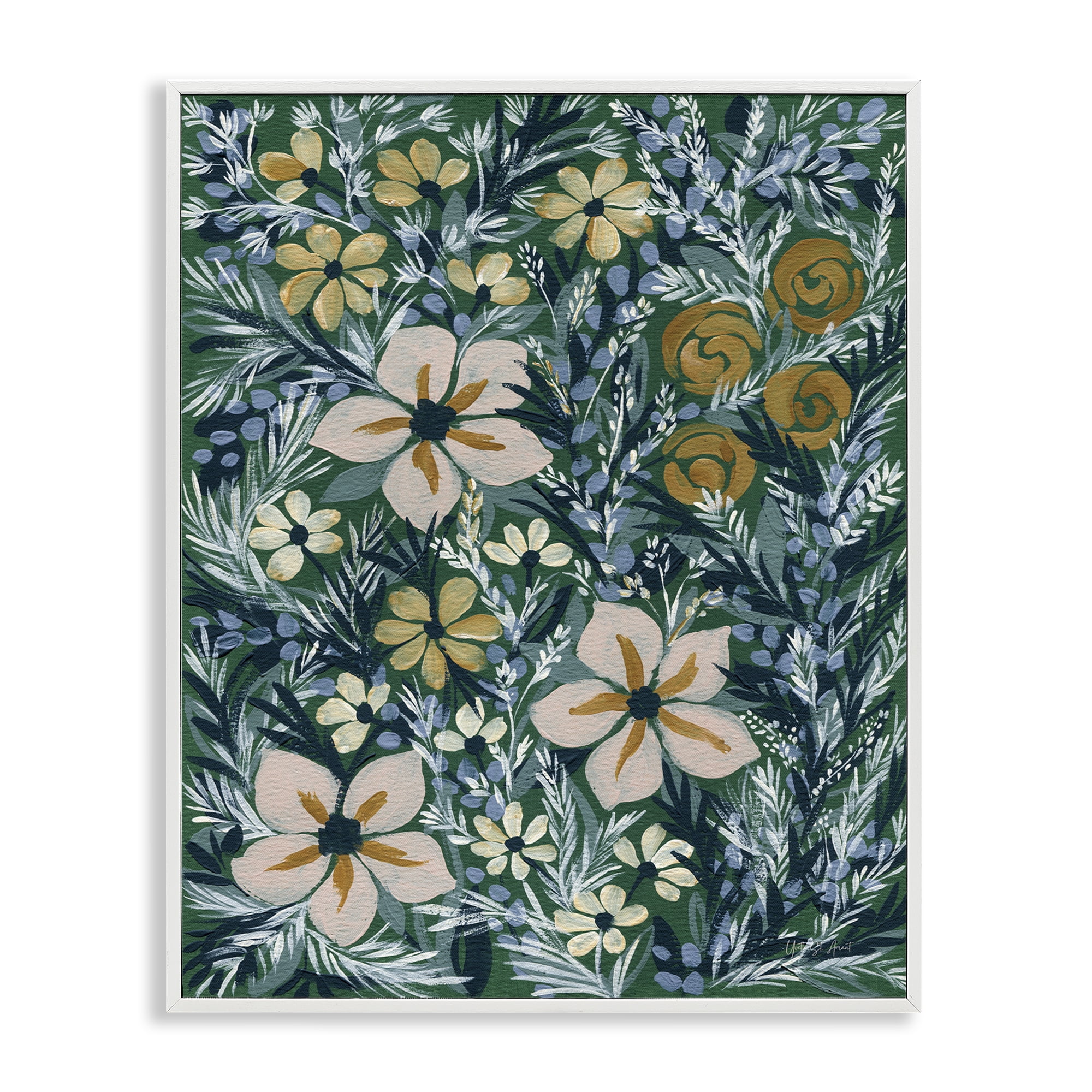 Stupell Industries Summer Boho Florals Botanical & Floral Painting White Framed Art Print Wall Art, 24 x 30