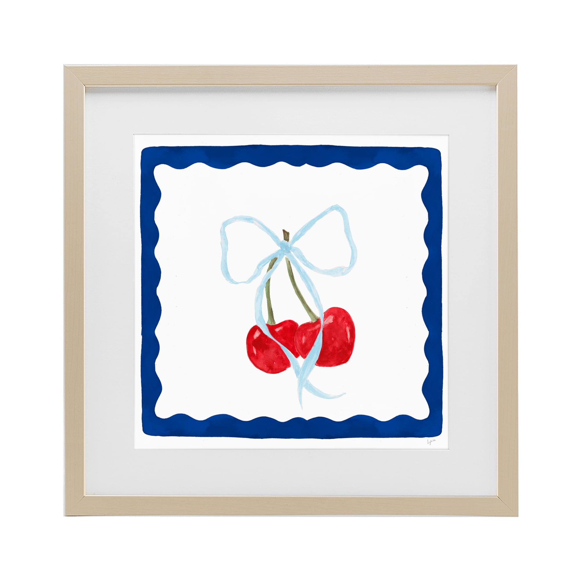 Stupell Industries Summer Bordered Cherries Birch Framed Print Under Glass, design by Lucille Price