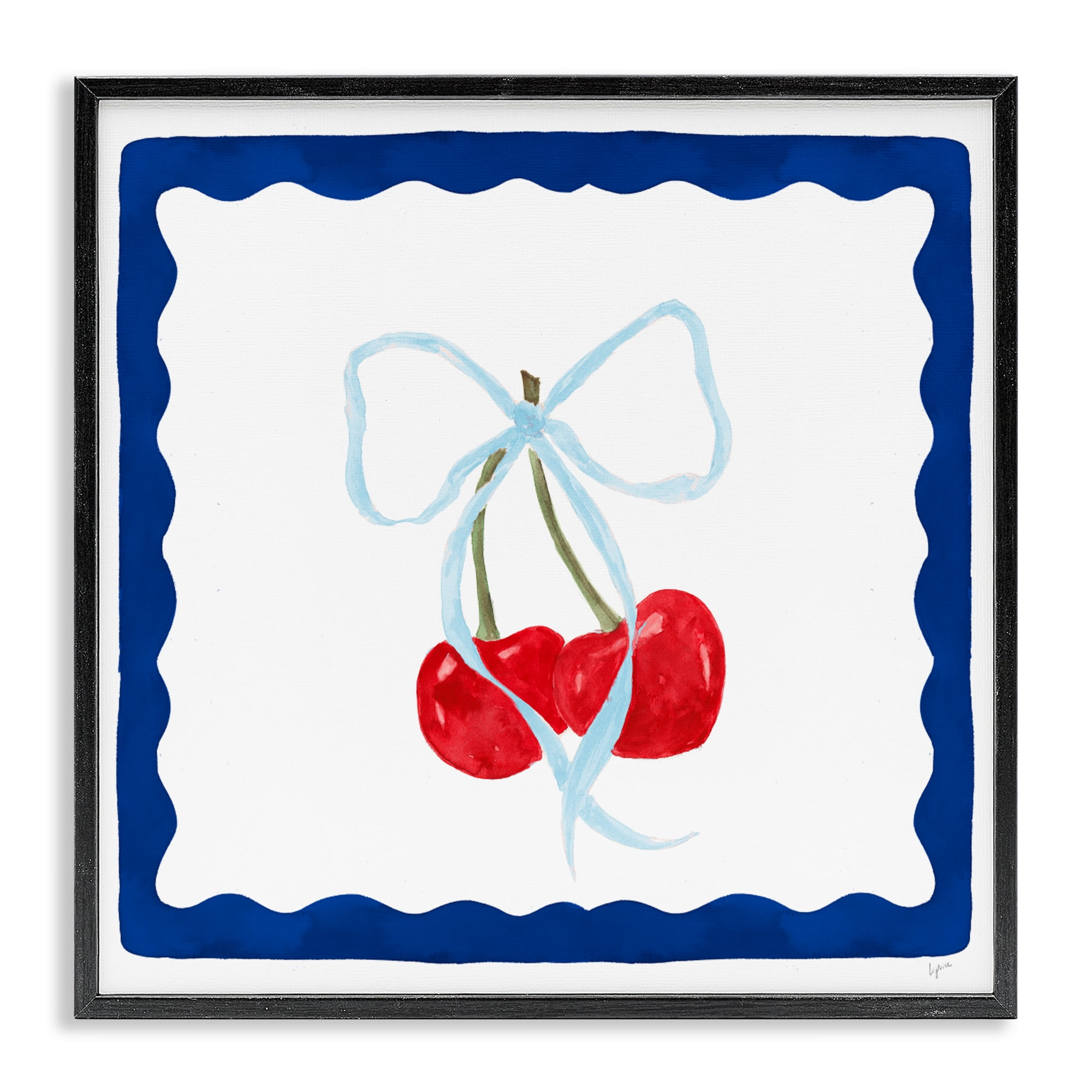 Stupell Industries Summer Bordered Cherries Black Framed Giclee Art, design by Lucille Price