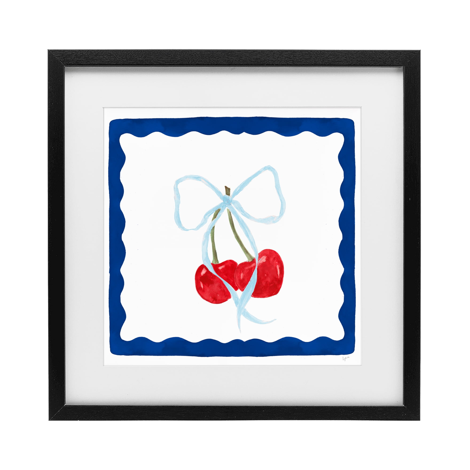 Stupell Industries Summer Bordered Cherries Black Framed Print Under Glass, design by Lucille Price