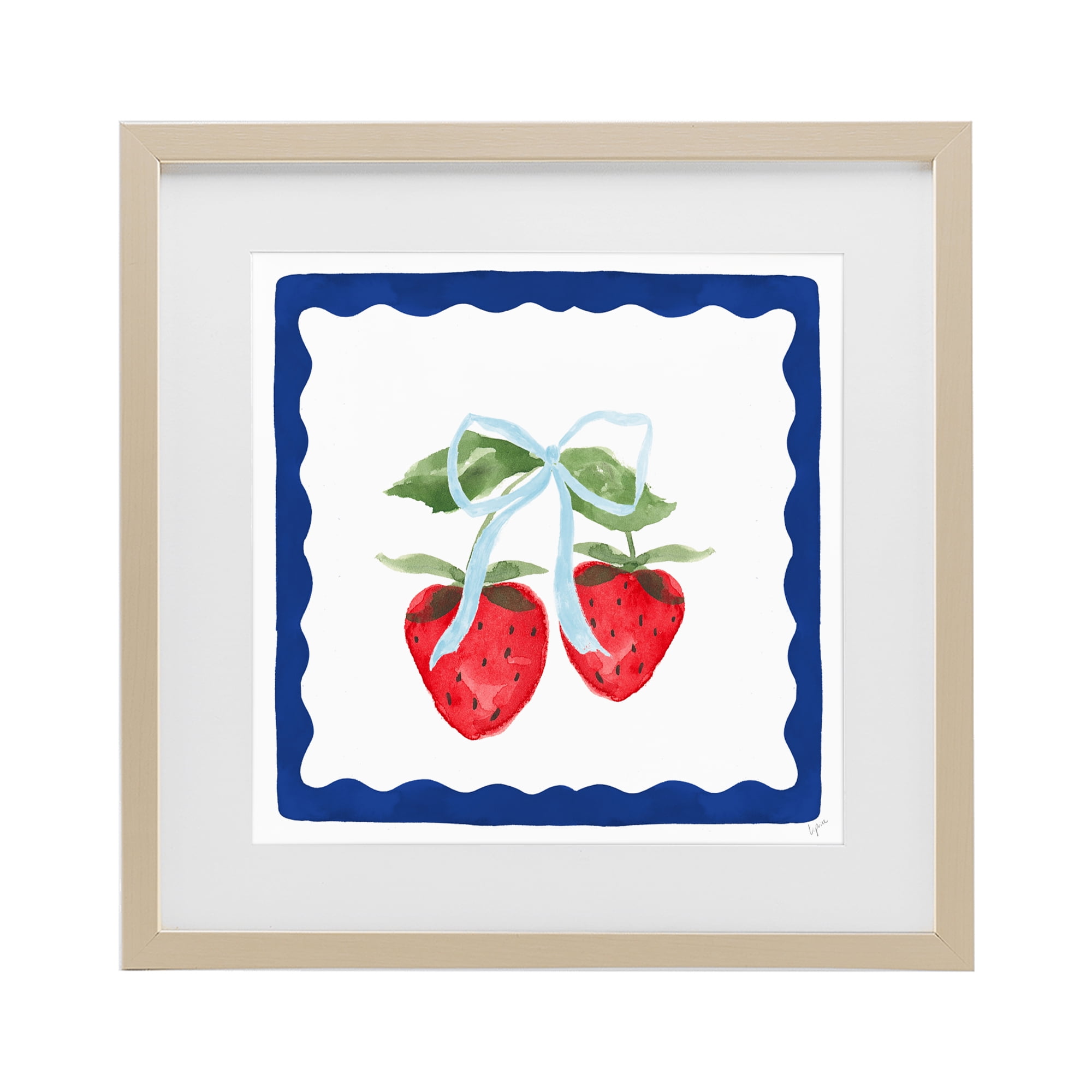 Stupell Industries Summer Bordered Strawberries Birch Framed Print Under Glass, design by Lucille Price