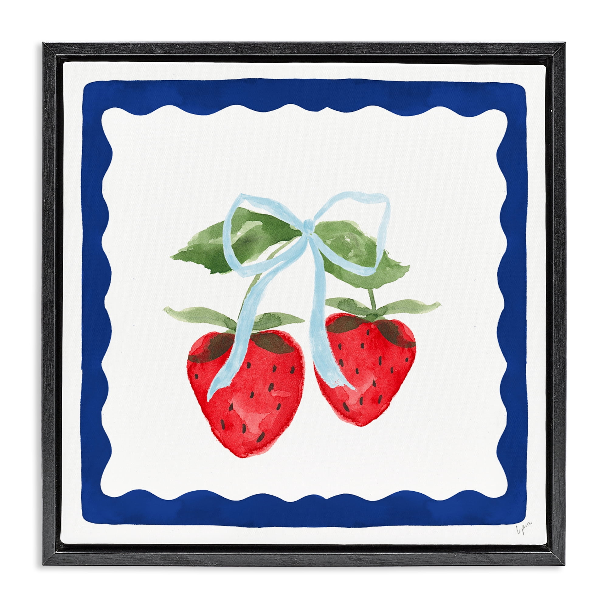 Stupell Industries Summer Bordered Strawberries Black Framed Floater Canvas Wall Art, design by Lucille Price