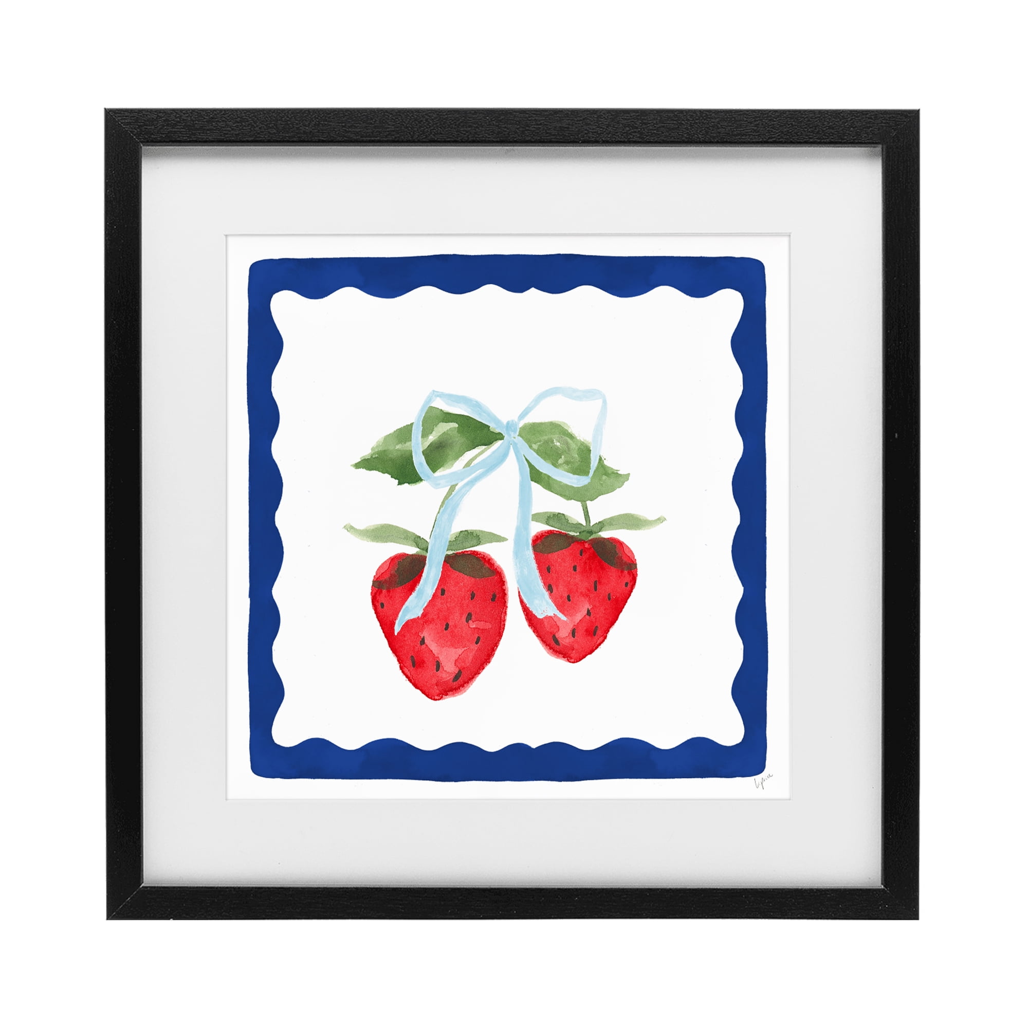 Stupell Industries Summer Bordered Strawberries Black Framed Print Under Glass, design by Lucille Price