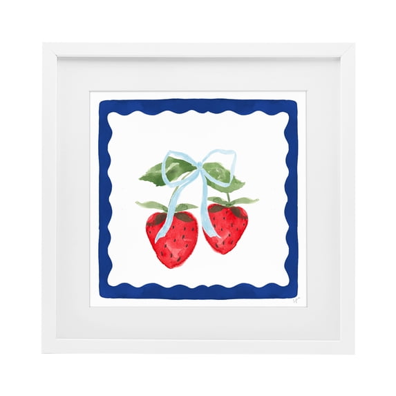 Stupell Industries Farmhouse Summer Bordered Strawberries White Framed Print Under Glass, 13 x 13, by Lucille Price