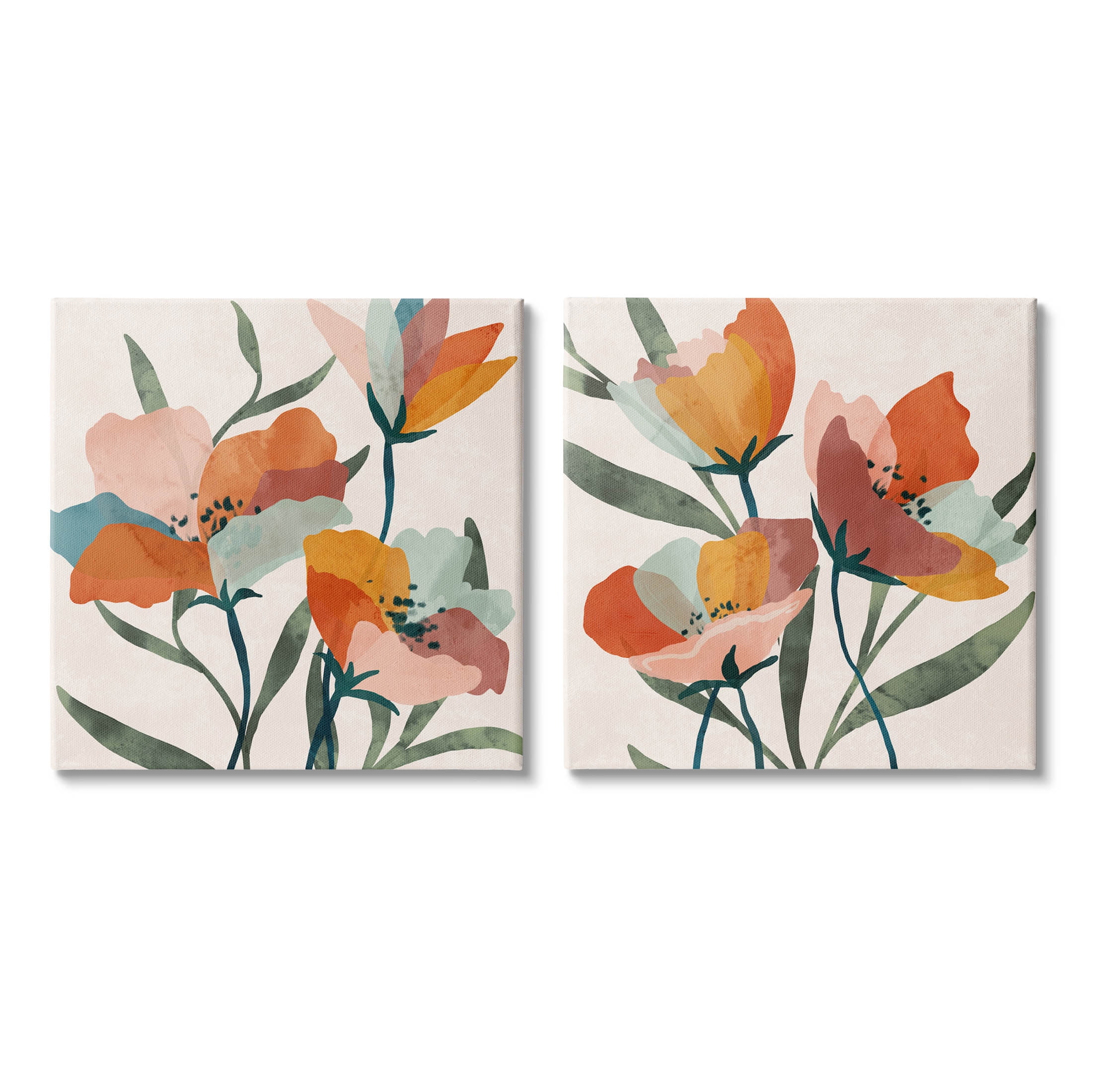 Stupell Industries Summer Bouquet Modern Abstract Graphic Art Gallery Wrapped Canvas Print Wall Art, Set of 2, Design by Nina Blue
