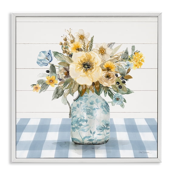 Stupell Industries French Country Summer Bouquet Yellow Florals White Framed Giclee Art, 17 x 17, by Carol Robinson