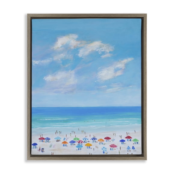 Stupell Industries Summer Breeze Over Beach Brown Framed Floater Canvas Wall Art design by S.H. Kahn, 31 x 25