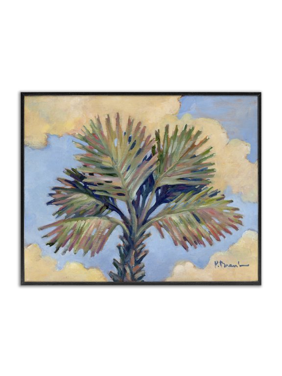 Industries Summer Californian Palm Landscape & Nature Painting Black Framed Art Print Wall Art, 14 x 11