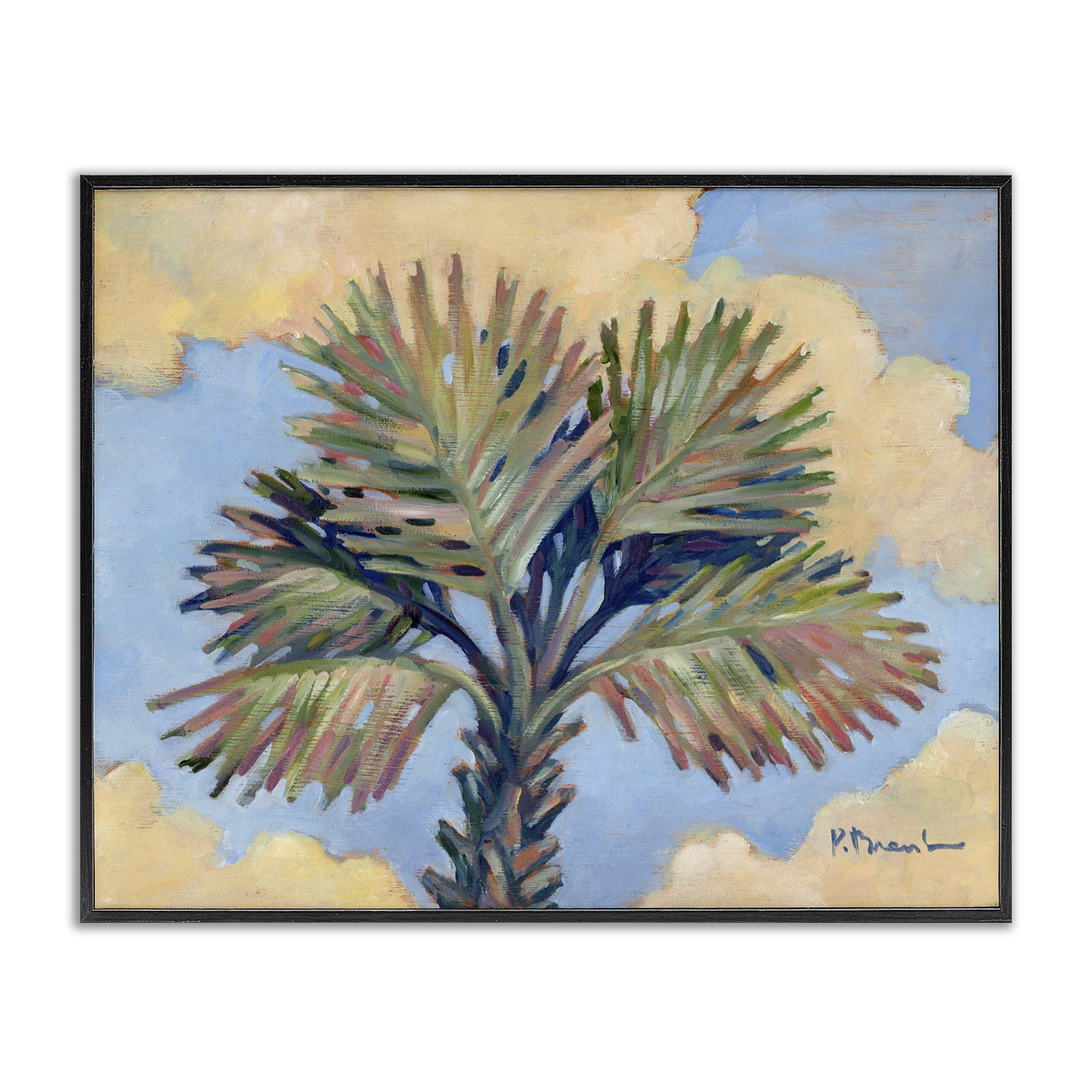 Stupell Industries Summer Californian Palm Landscape & Nature Painting Black Framed Art Print Wall Art, 30 x 24