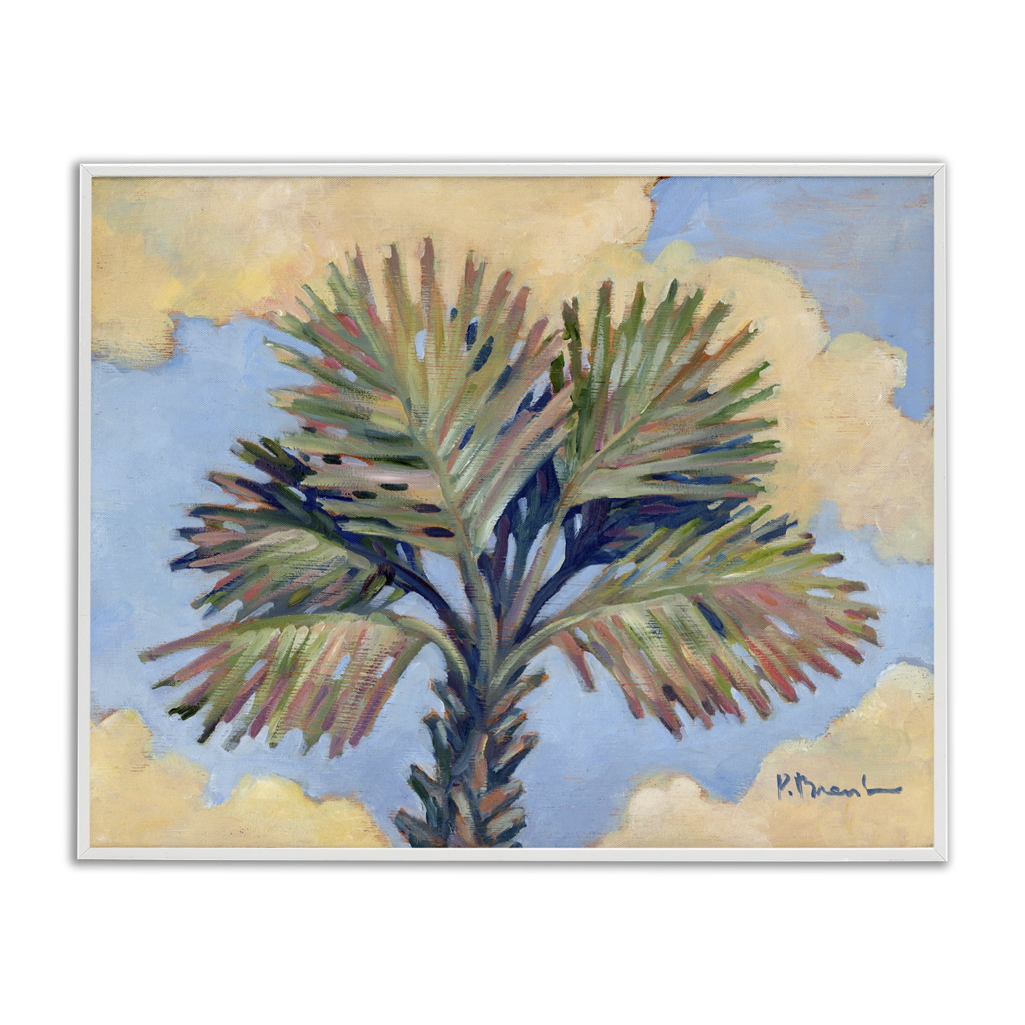 Stupell Industries Summer Californian Palm Landscape & Nature Painting White Framed Art Print Wall Art, 20 x 16