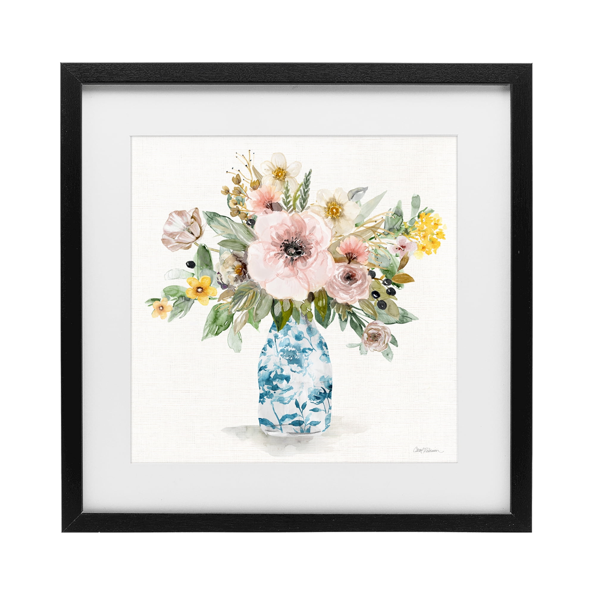 Stupell Industries Summer Chinoiserie Assortment Black Framed Print Under Glass, design by Carol Robinson