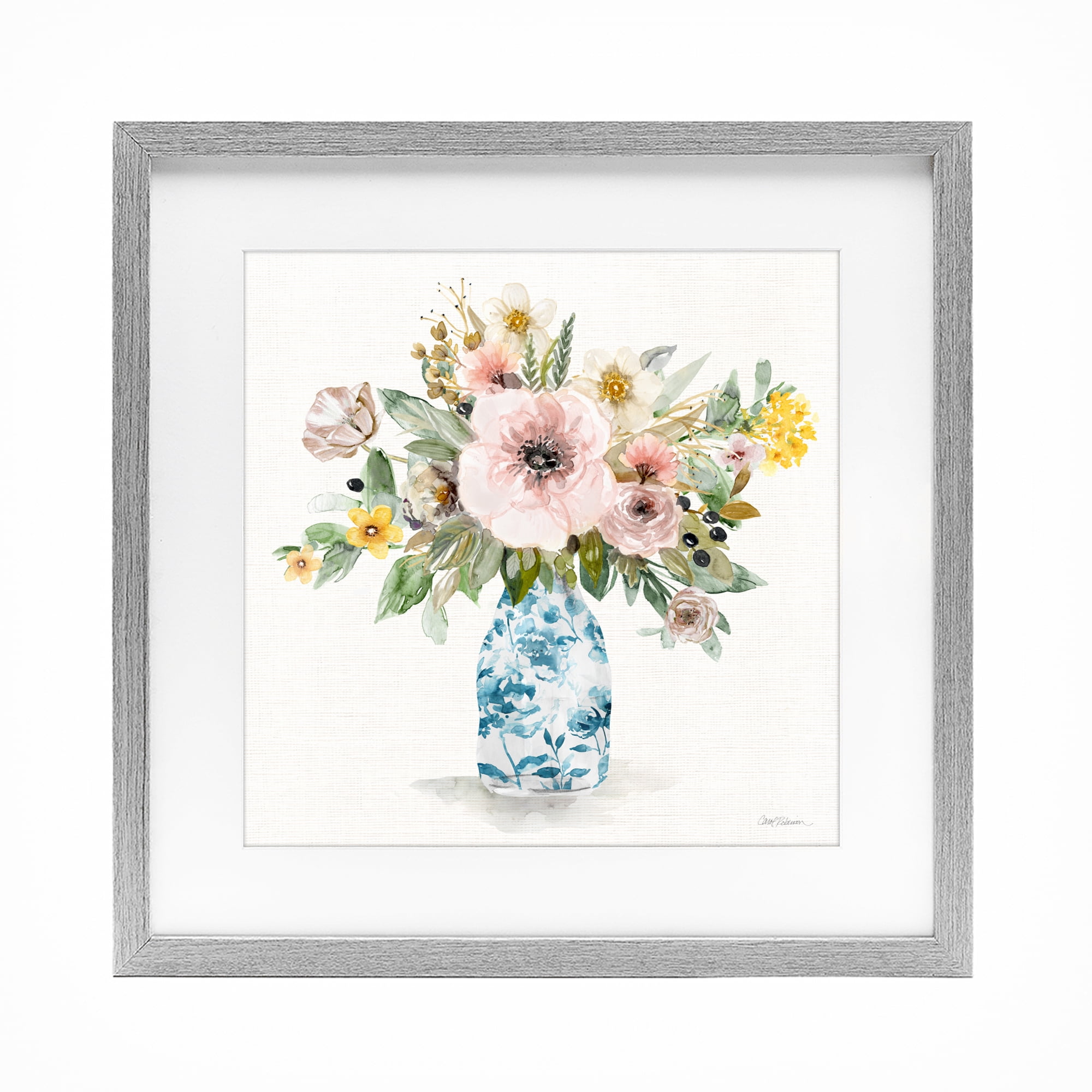 Stupell Industries Summer Chinoiserie Assortment Gray Framed Print Under Glass, design by Carol Robinson
