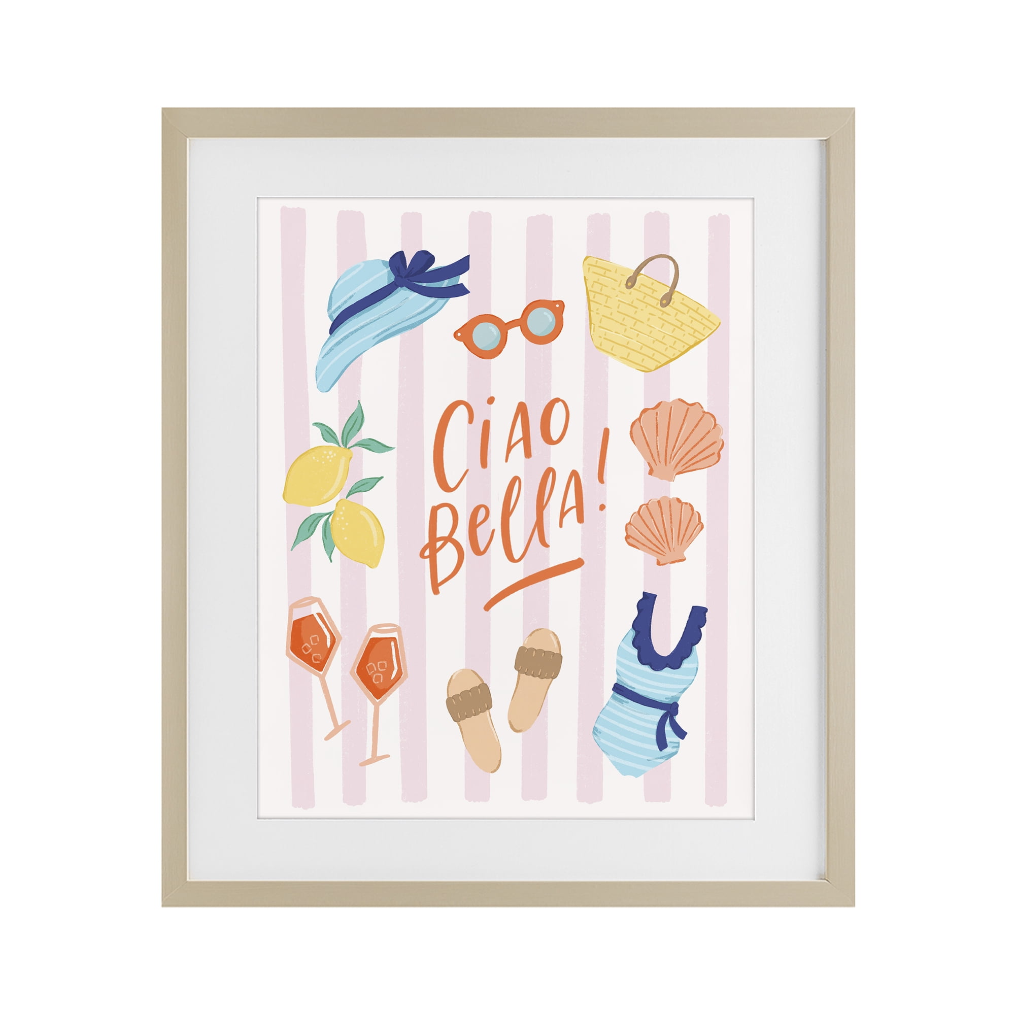 Stupell Industries Summer Ciao Bella Birch Framed Print Under Glass, design by Sandra Picco