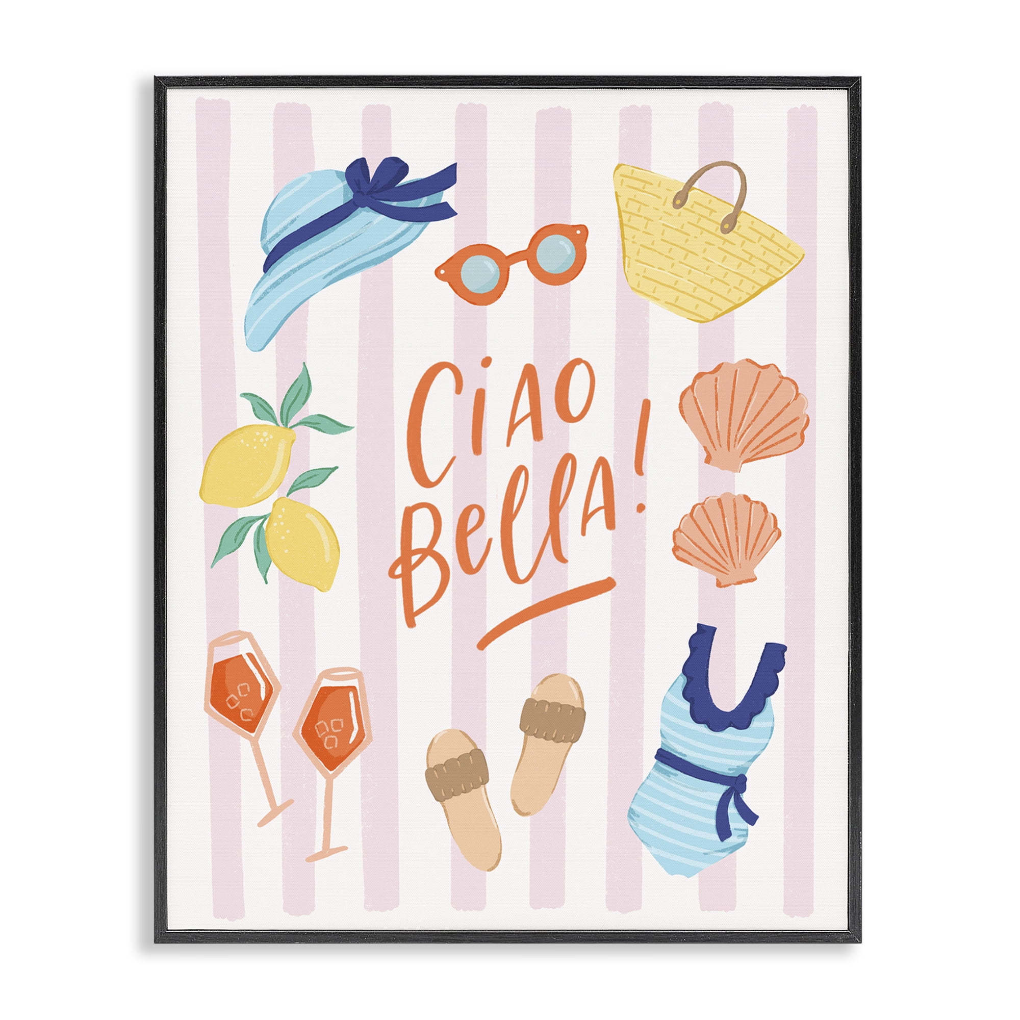 Stupell Industries Summer Ciao Bella Black Framed Giclee Art, design by Sandra Picco