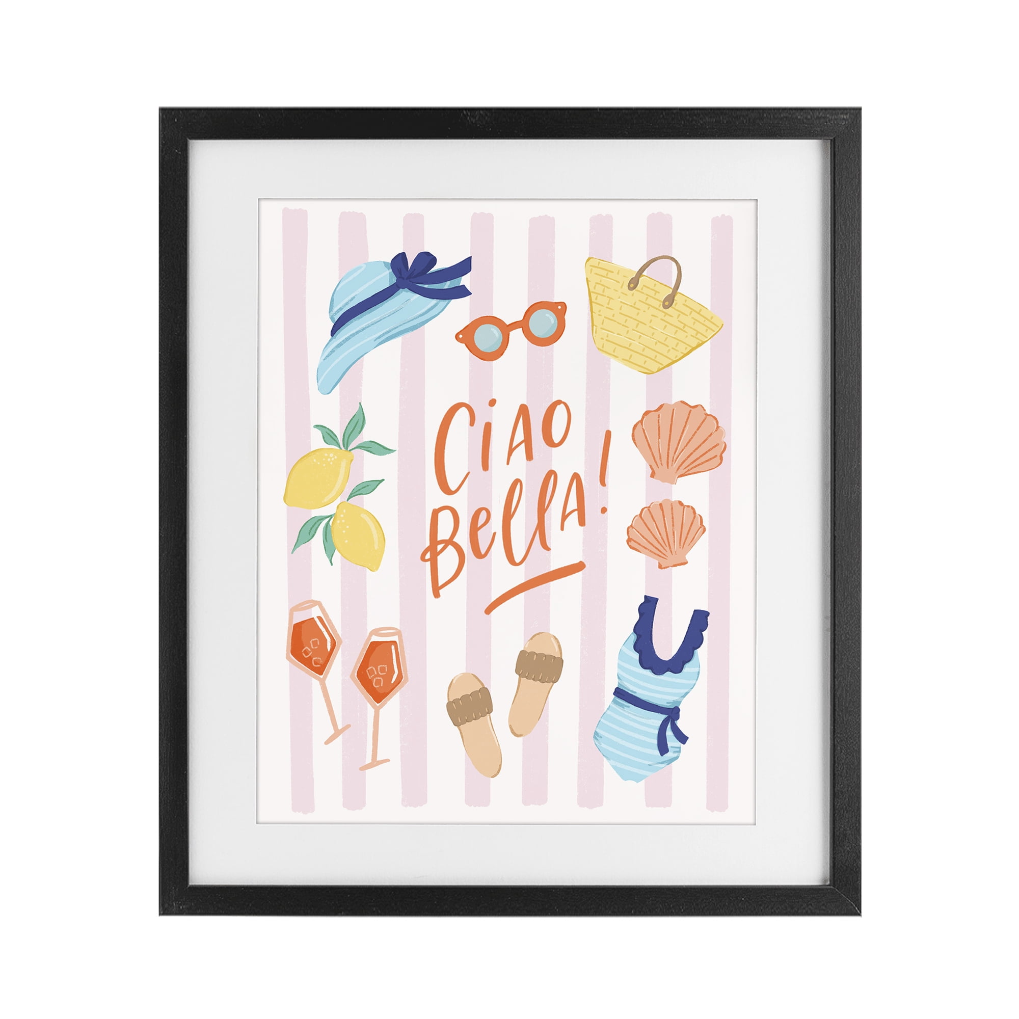 Stupell Industries Summer Ciao Bella Black Framed Print Under Glass, design by Sandra Picco