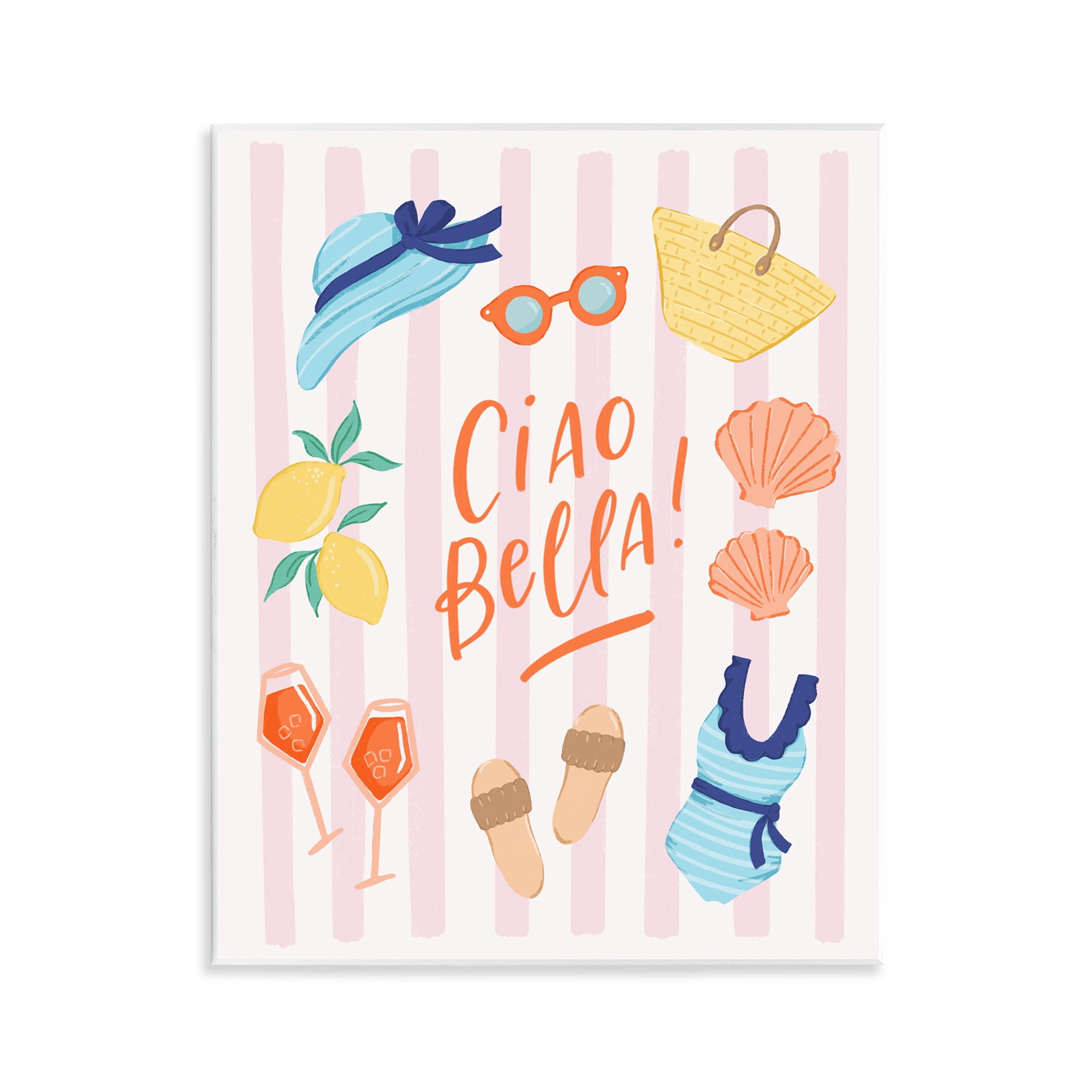 Stupell Industries Summer Ciao Bella Wall Plaque Art, design by Sandra Picco