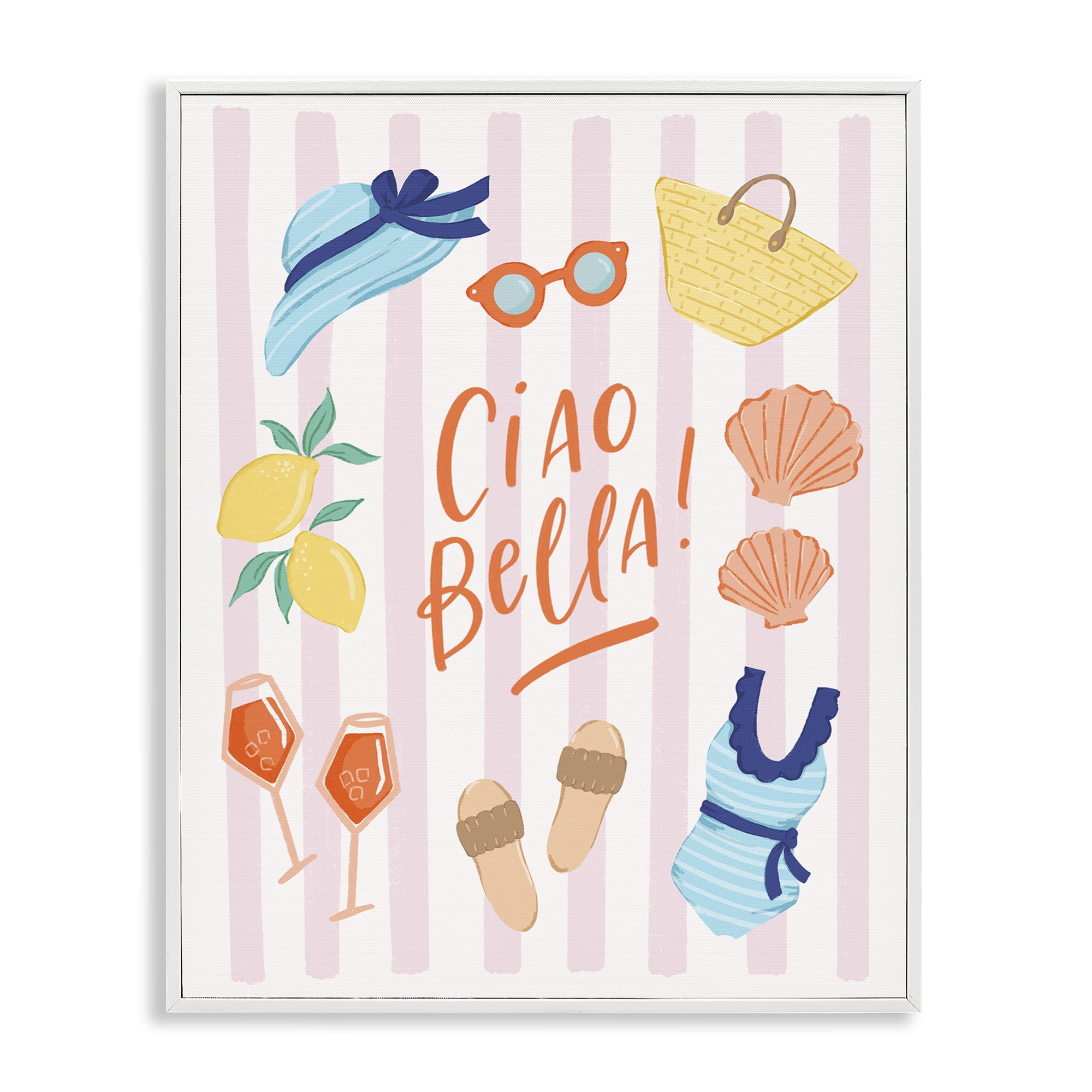 Stupell Industries Summer Ciao Bella White Framed Giclee Art, design by Sandra Picco