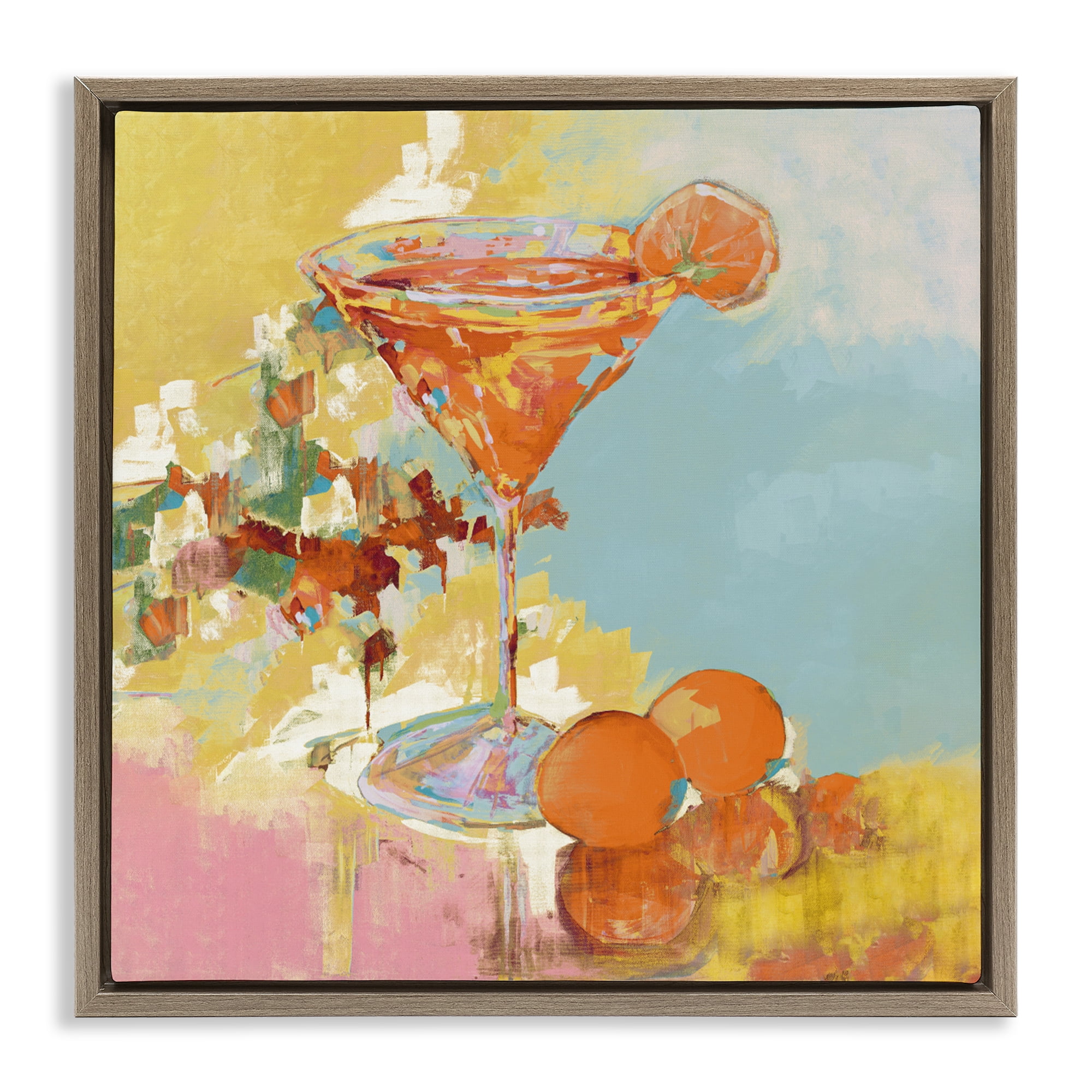 Stupell Industries Summer Citrus Martini Brown Framed Floater Canvas Wall Art, design by Jane Slivka