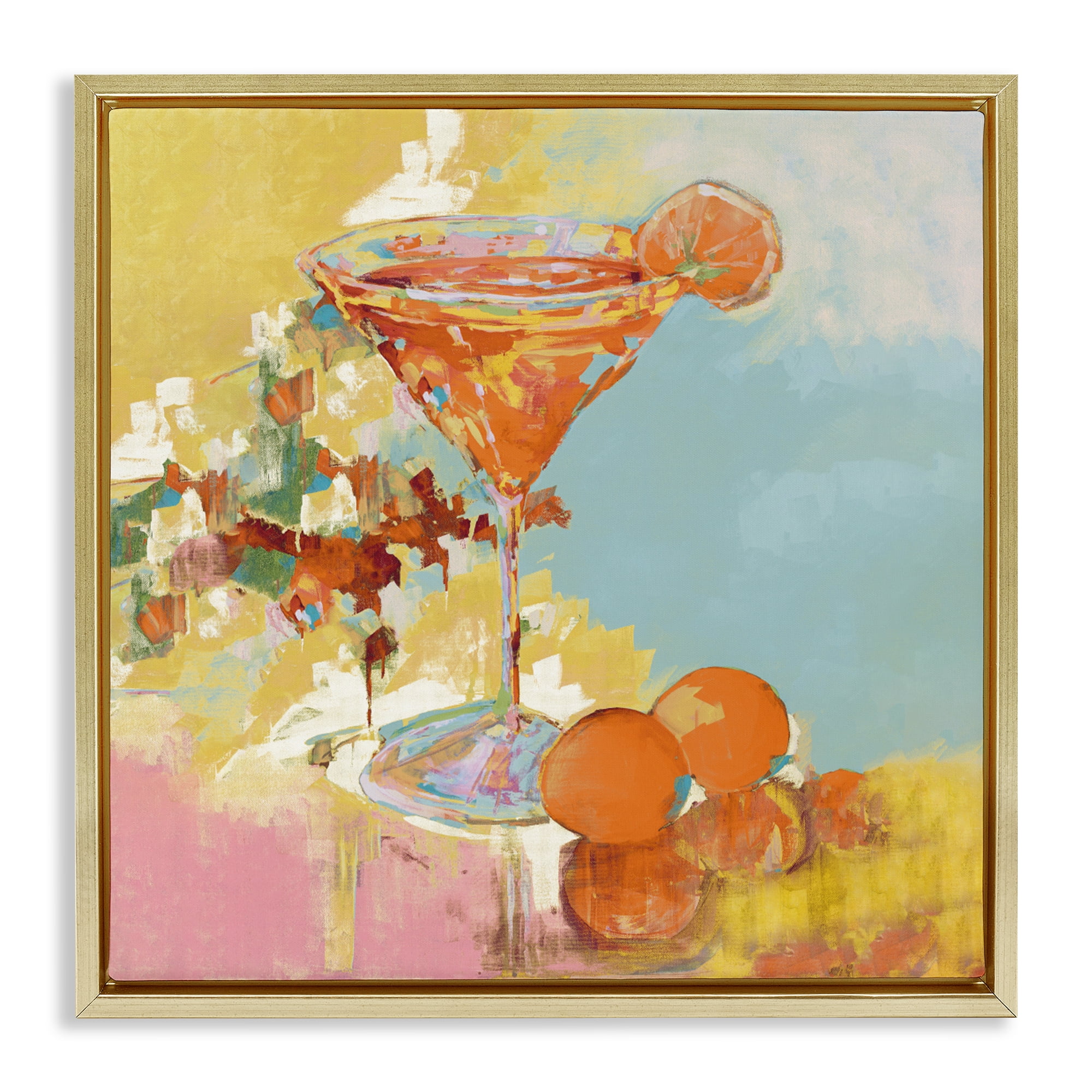 Stupell Industries Summer Citrus Martini Gold Framed Floater Canvas Wall Art, design by Jane Slivka