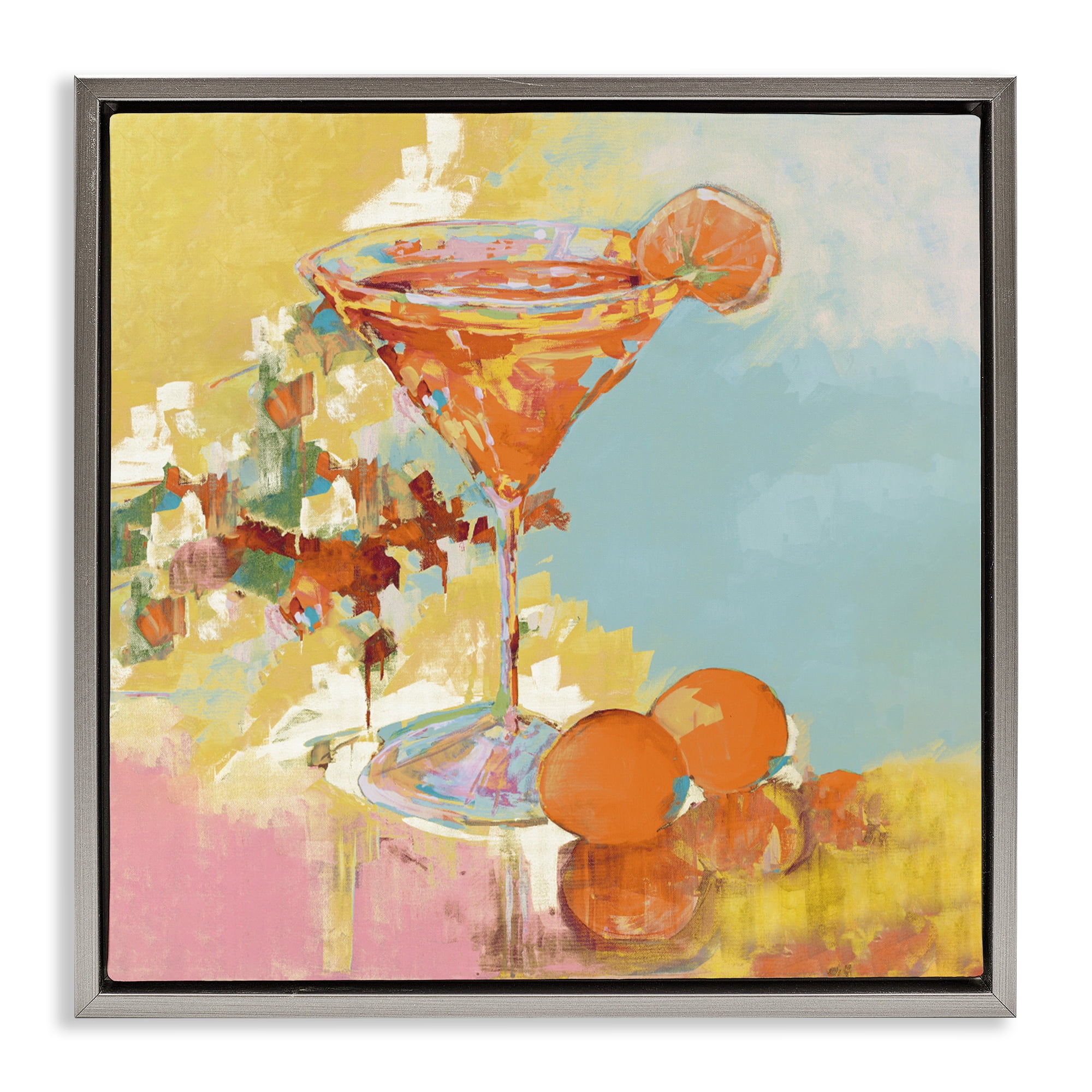 Stupell Industries Summer Citrus Martini Gray Framed Floater Canvas Wall Art, design by Jane Slivka