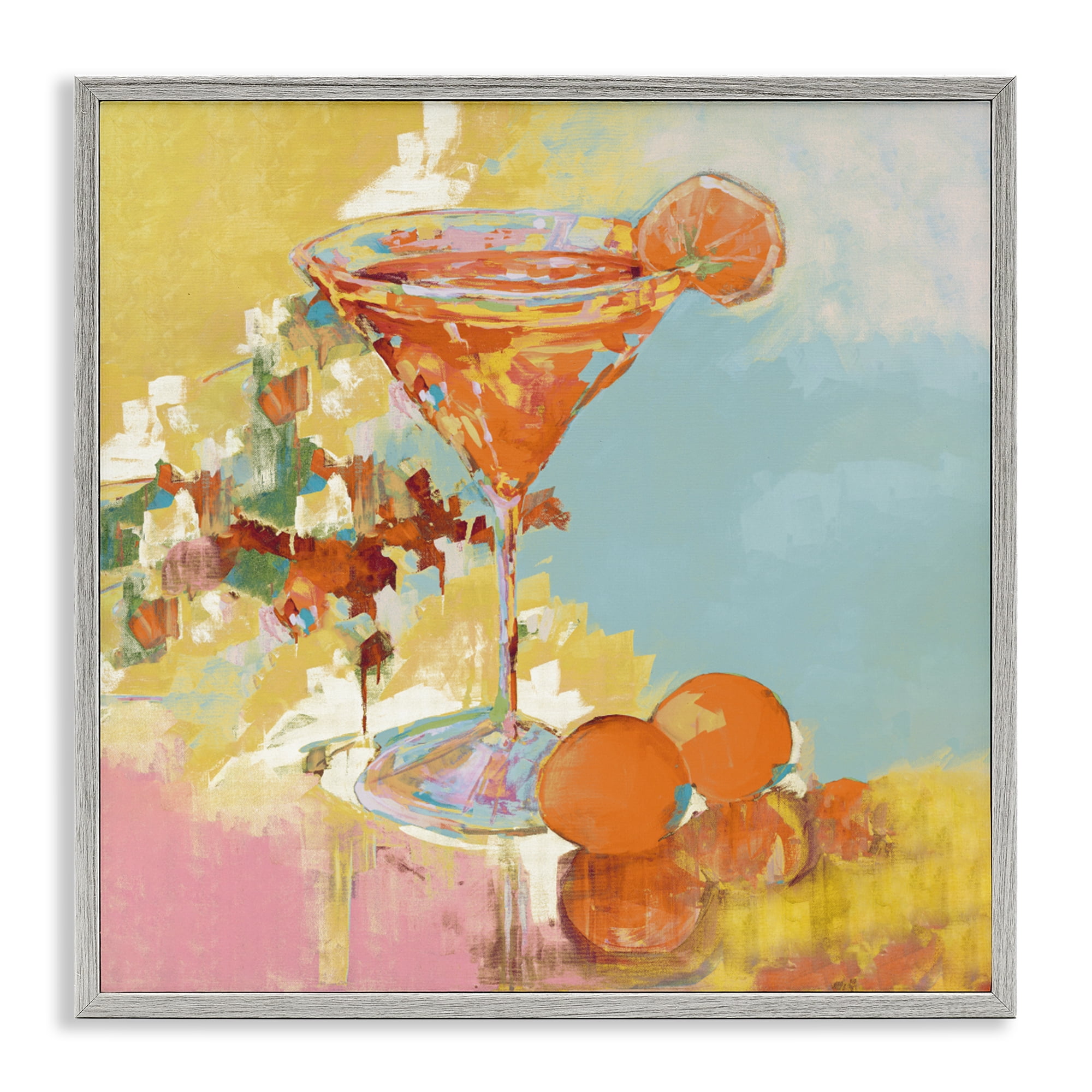 Stupell Industries Summer Citrus Martini Gray Framed Giclee Art, design by Jane Slivka