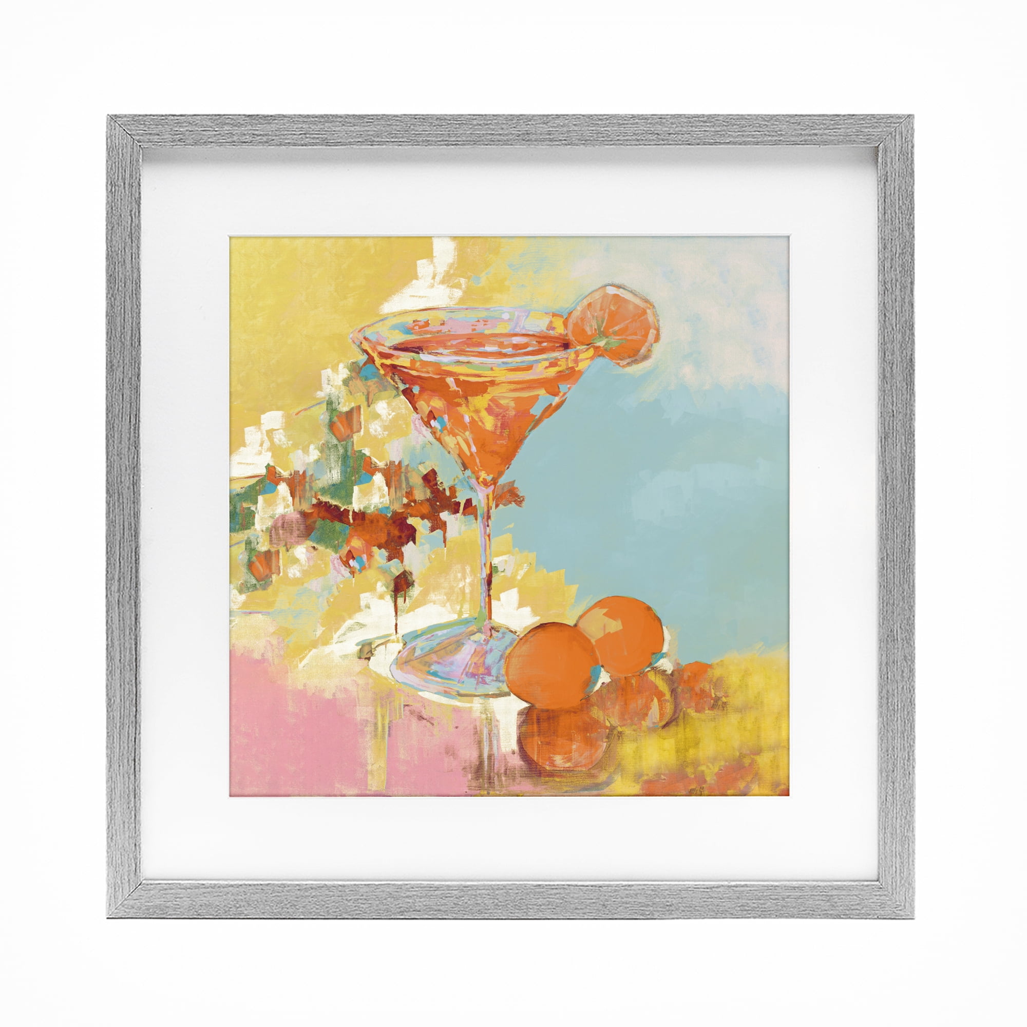 Stupell Industries Summer Citrus Martini Gray Framed Print Under Glass, design by Jane Slivka