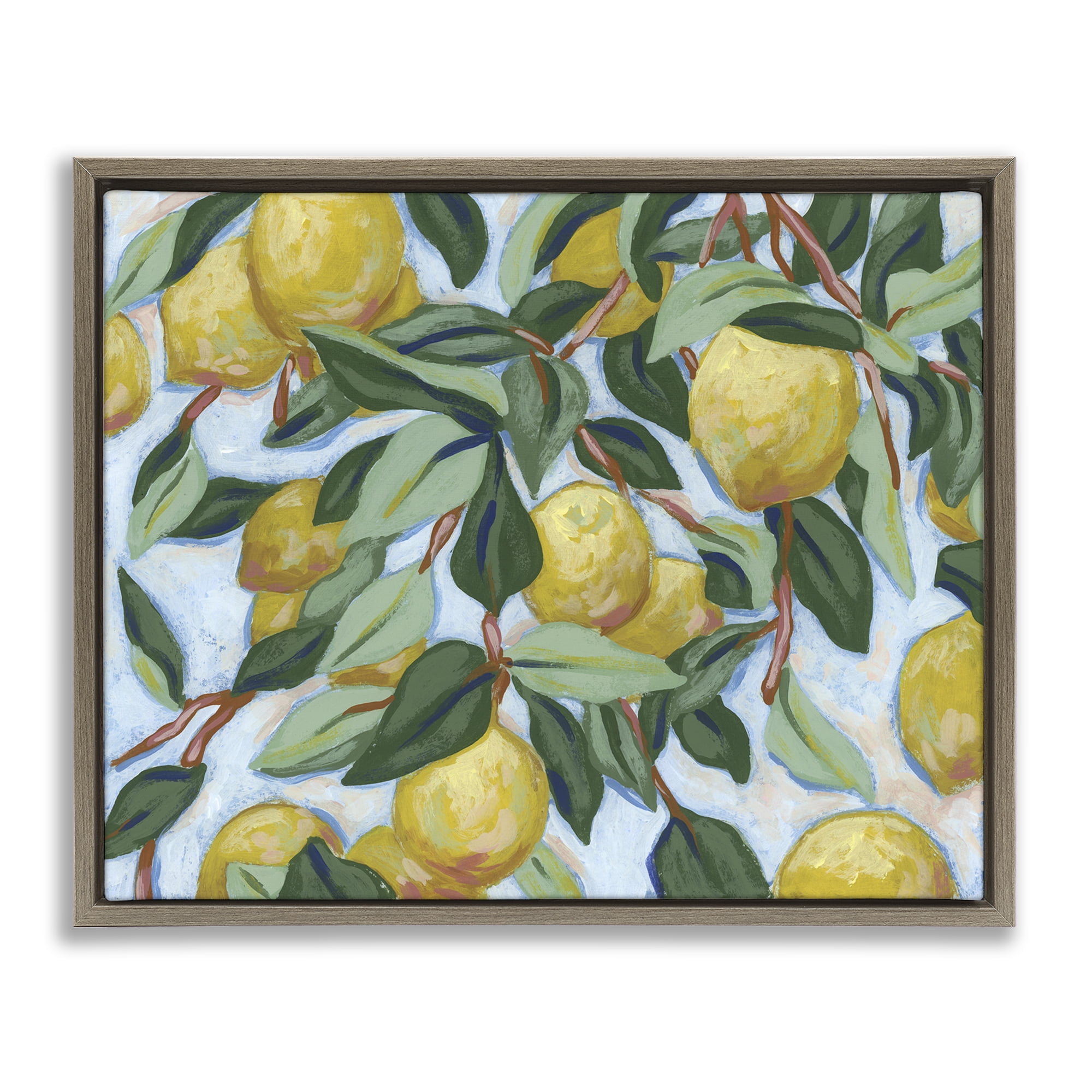 Stupell Industries Summer Citrus Tree Brown Framed Floater Canvas Wall Art, design by June Erica Vess