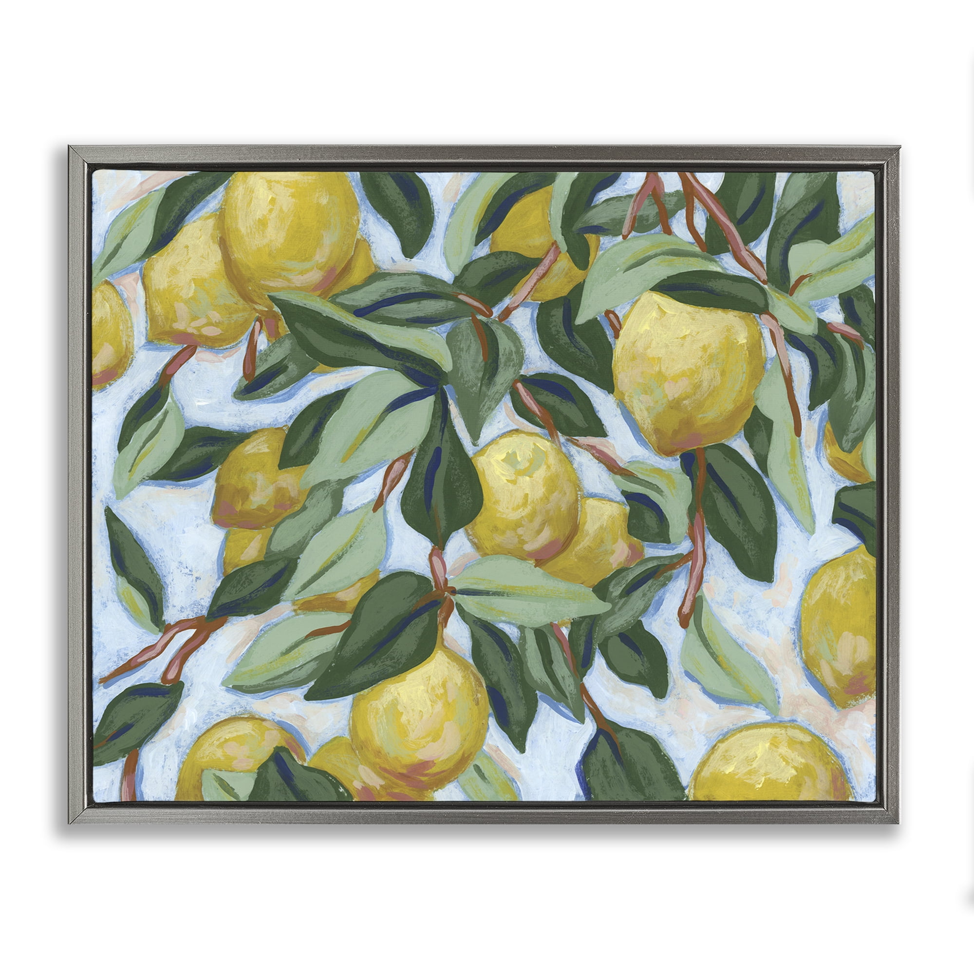 Stupell Industries Summer Citrus Tree Gray Framed Floater Canvas Wall Art, design by June Erica Vess