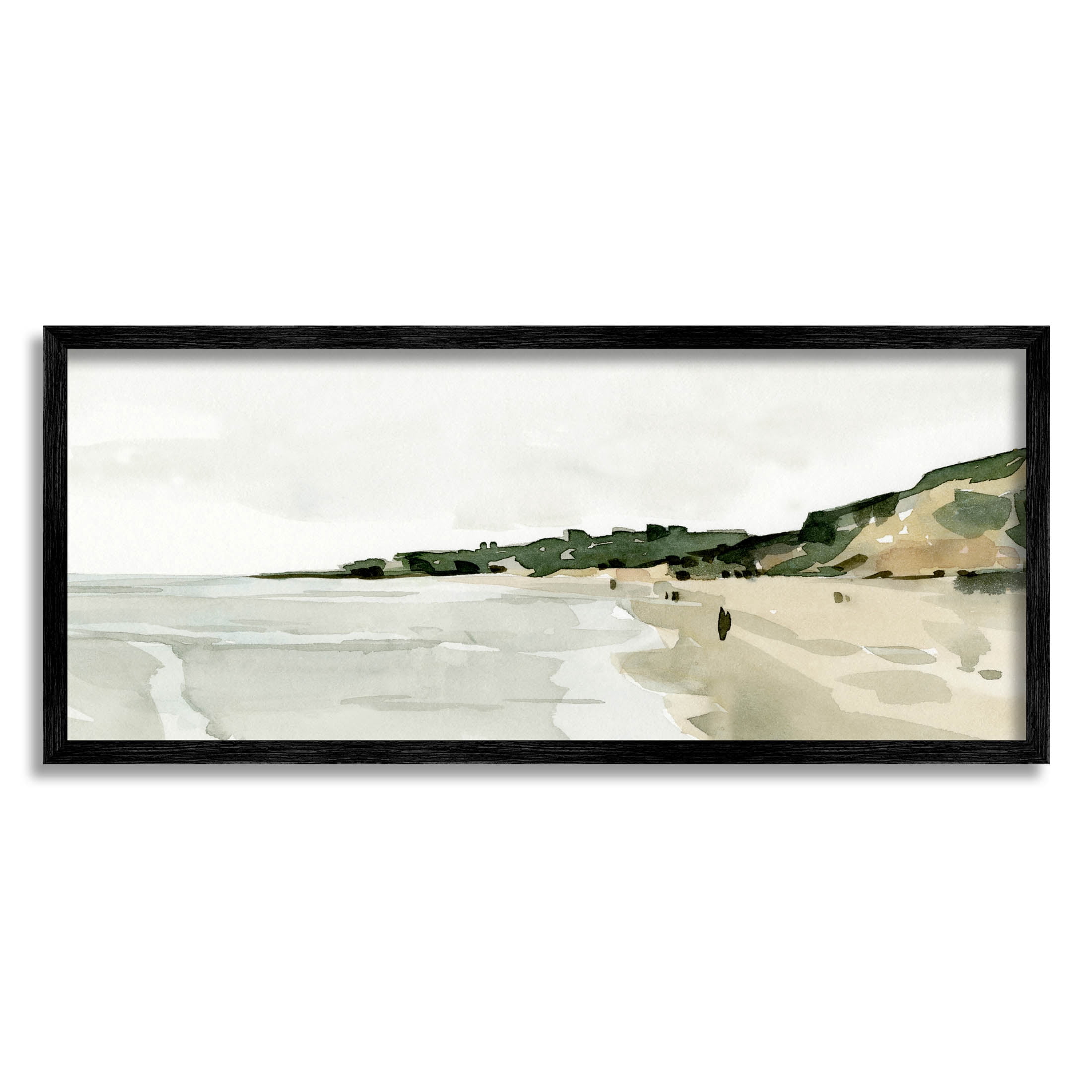 Stupell Industries Summer Coast Distant Beach Shore Painting Black Framed Art Print Wall Art, Design by Emma Caroline