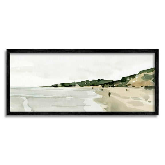 Stupell Industries Summer Coast Distant Beach Shore Painting Black Framed Art Print Wall Art, Design by Emma Caroline
